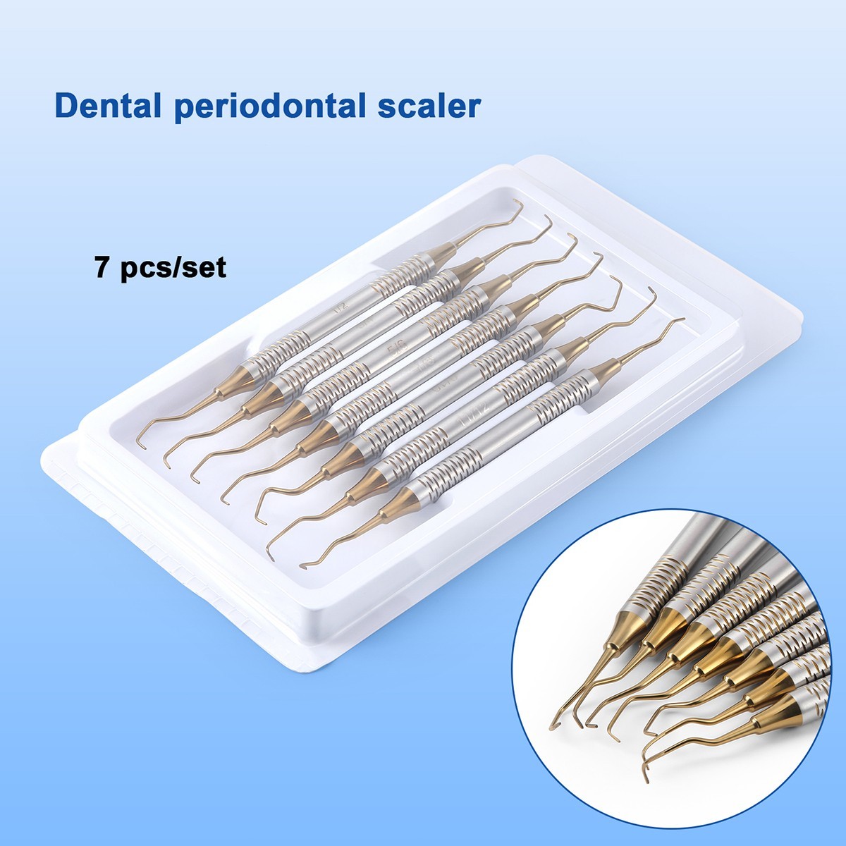 7Pc Dental Periodontal Scaler Periodontal Flap Hygiene Pick Tool Hand Instrument