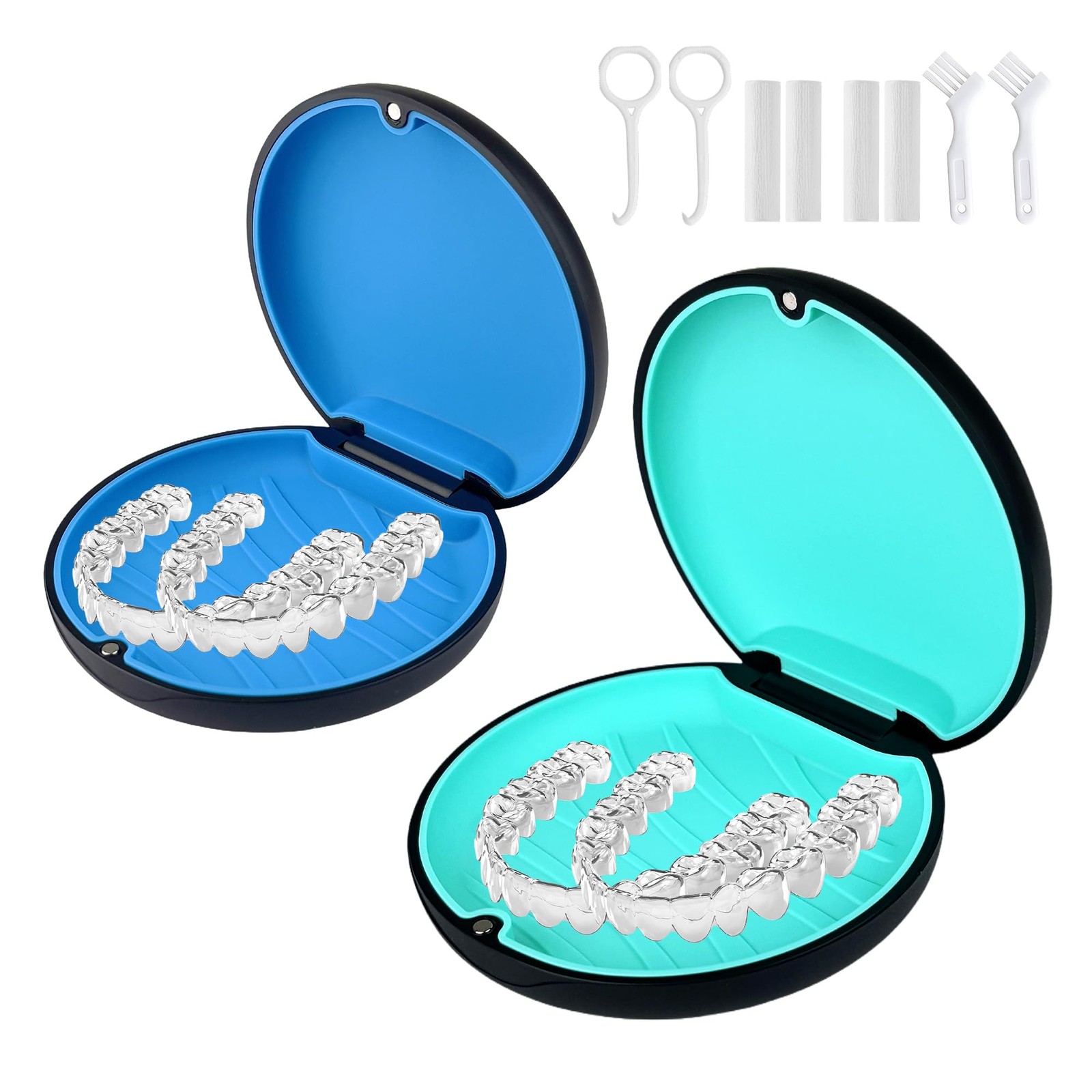 ACSKD 2 Pack Retainer Case Compatible with Black(Blue+Cyan Silicone)