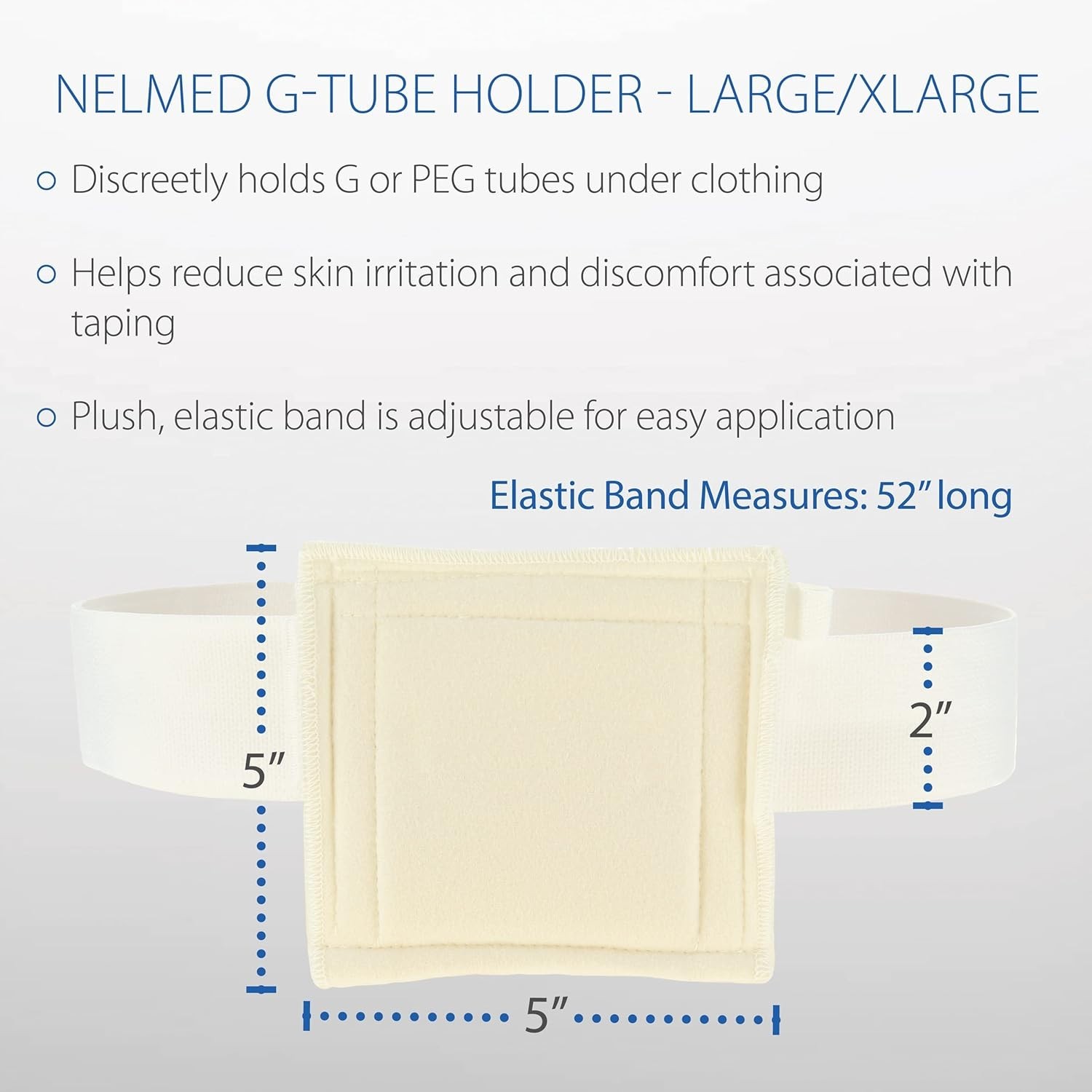 Discreet & Adjustable NelMed Feeding Tube Holder for G, J Tubes – Large 45-60″