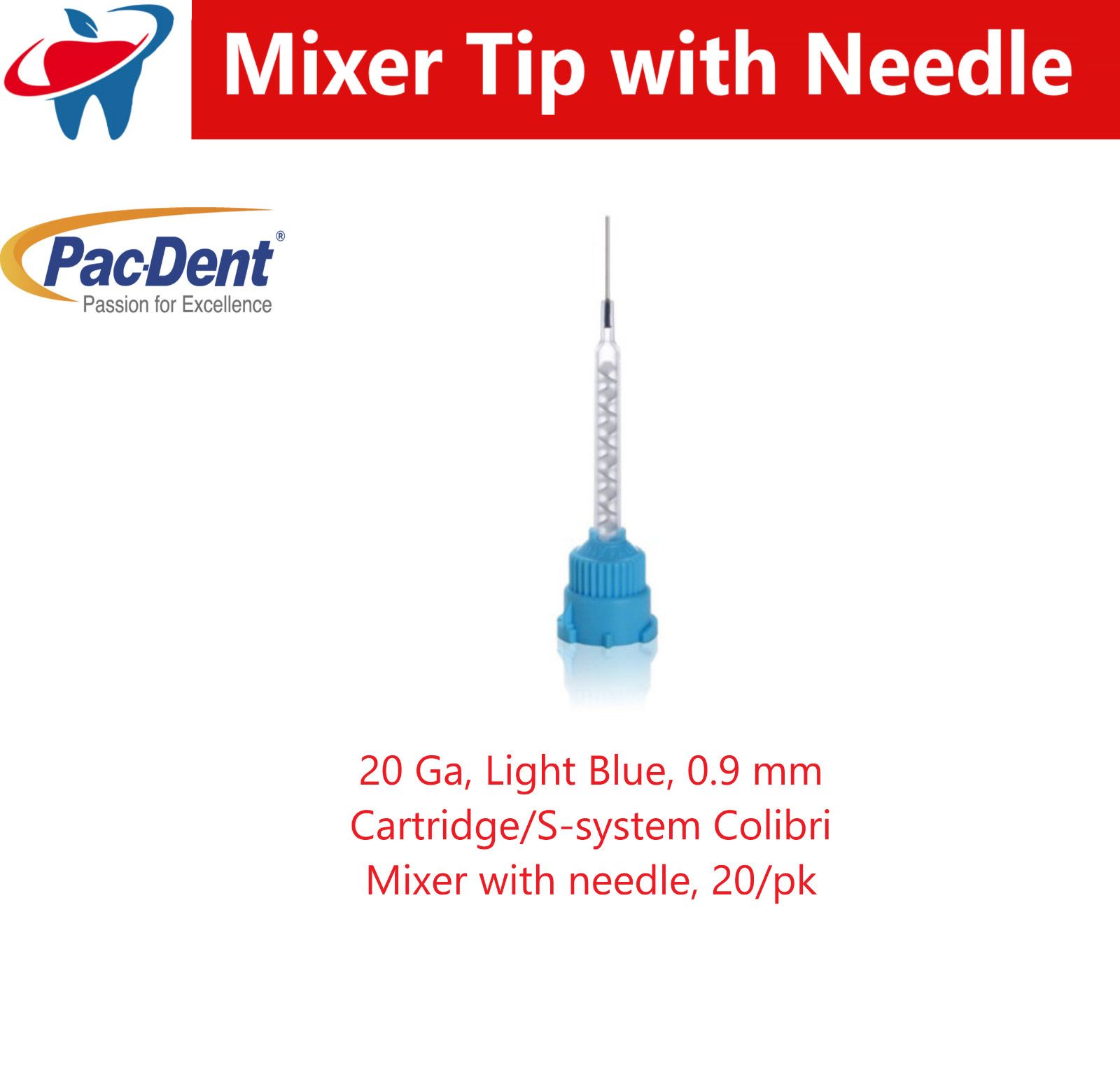 Dental HP Mix Tips 20 Ga Brown, 0.9 mm Double Syr L-system Colibri Core Build Up