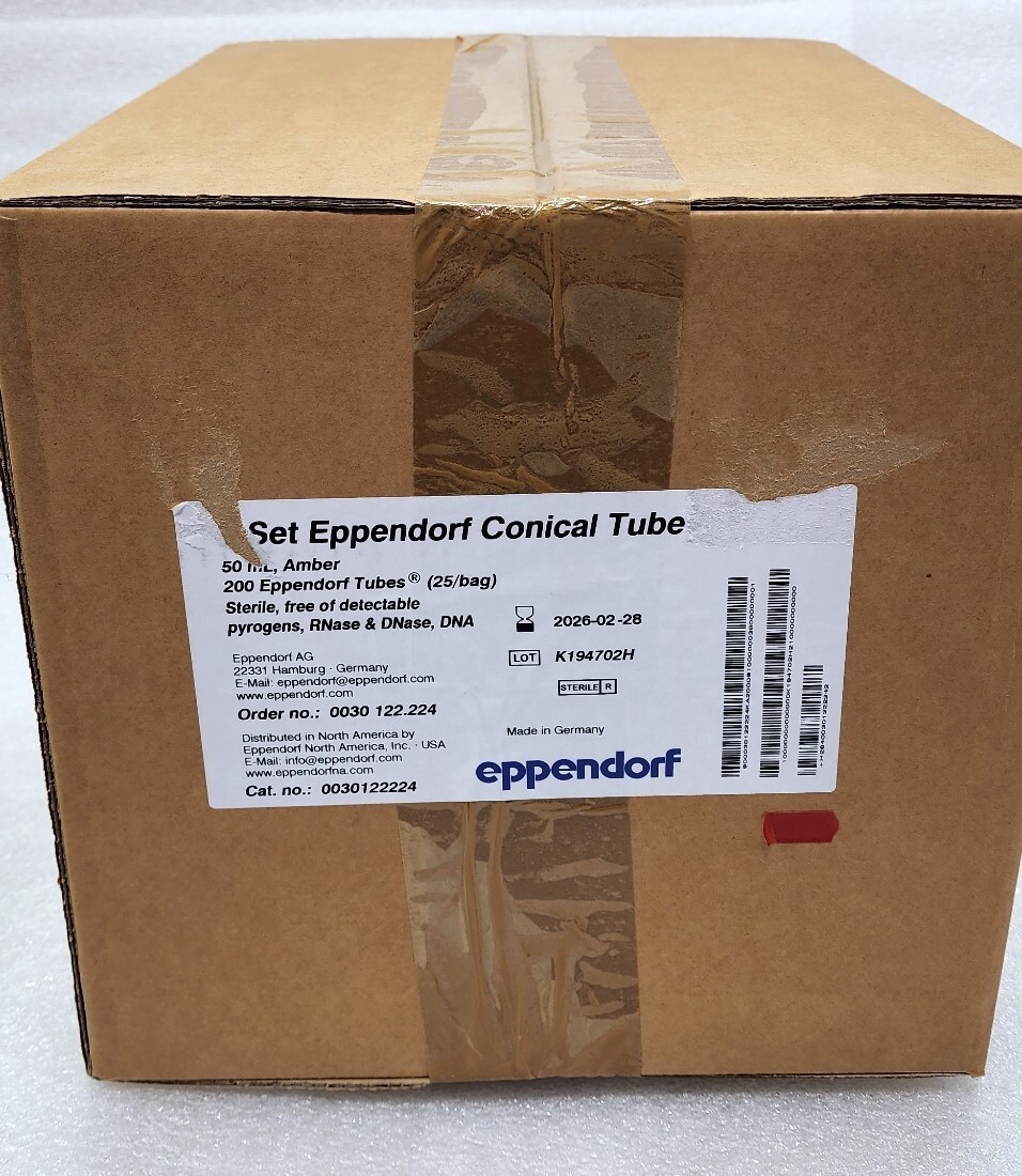 Eppendorf 50 mL Conical Tubes, Amber, 200 pack, PN: 0030122224, EXP 2026