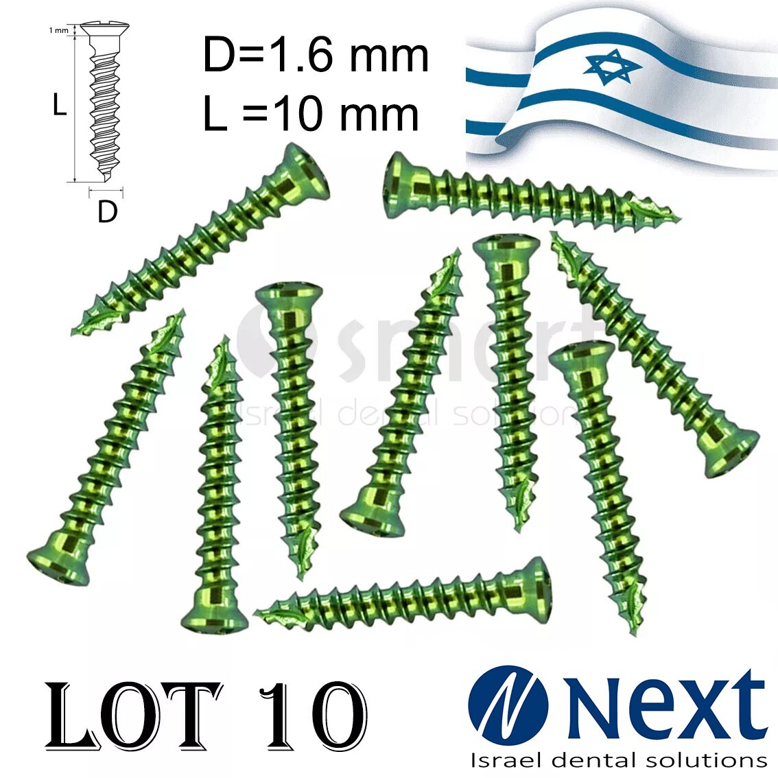 Lotx10 Screw titanium pin membrane Fixation Bone GBR Ø1.6 L10 tac