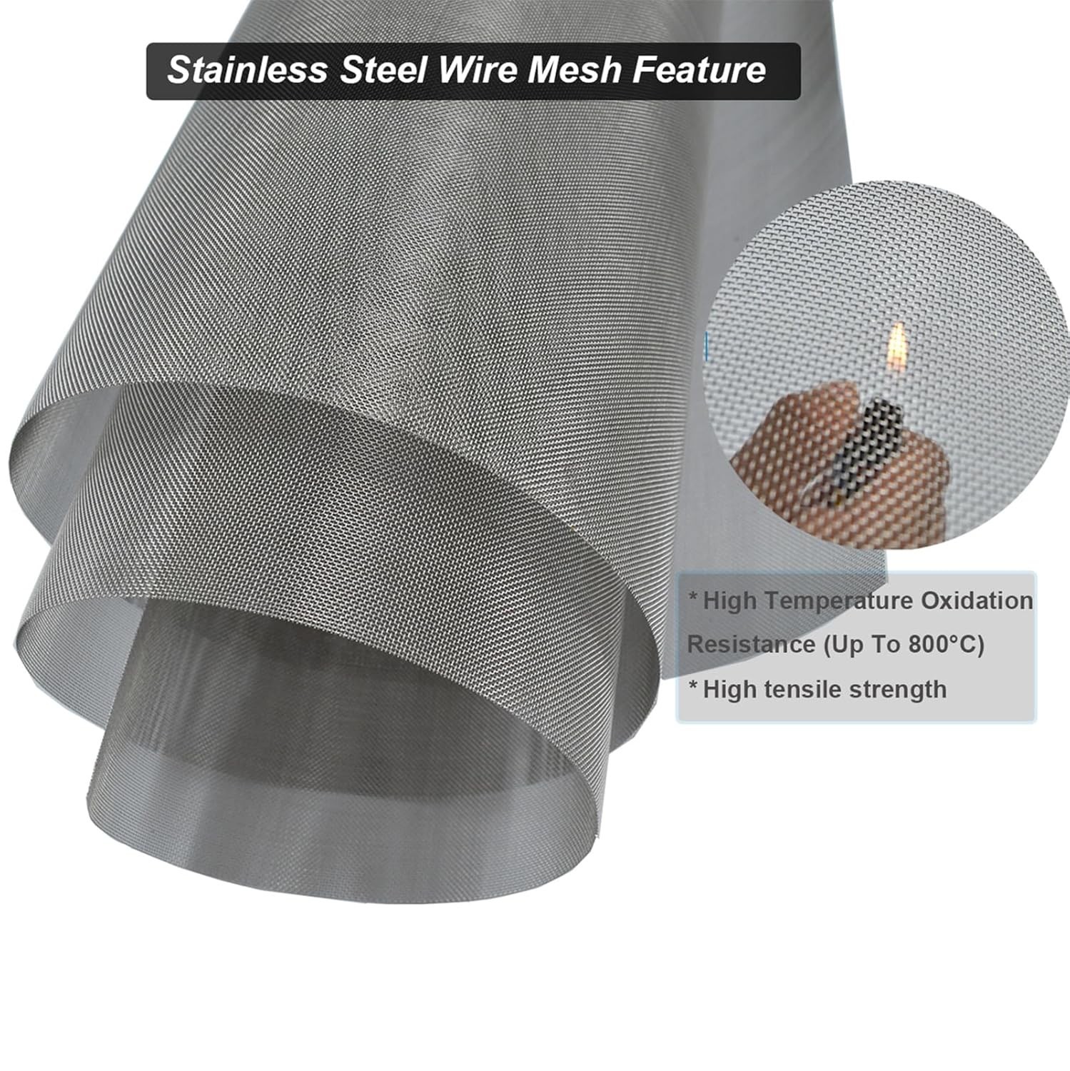 Stainless Steel Mesh Screen 20Mesh 15.7×47.2in Woven Wire for Vent DIY Projects