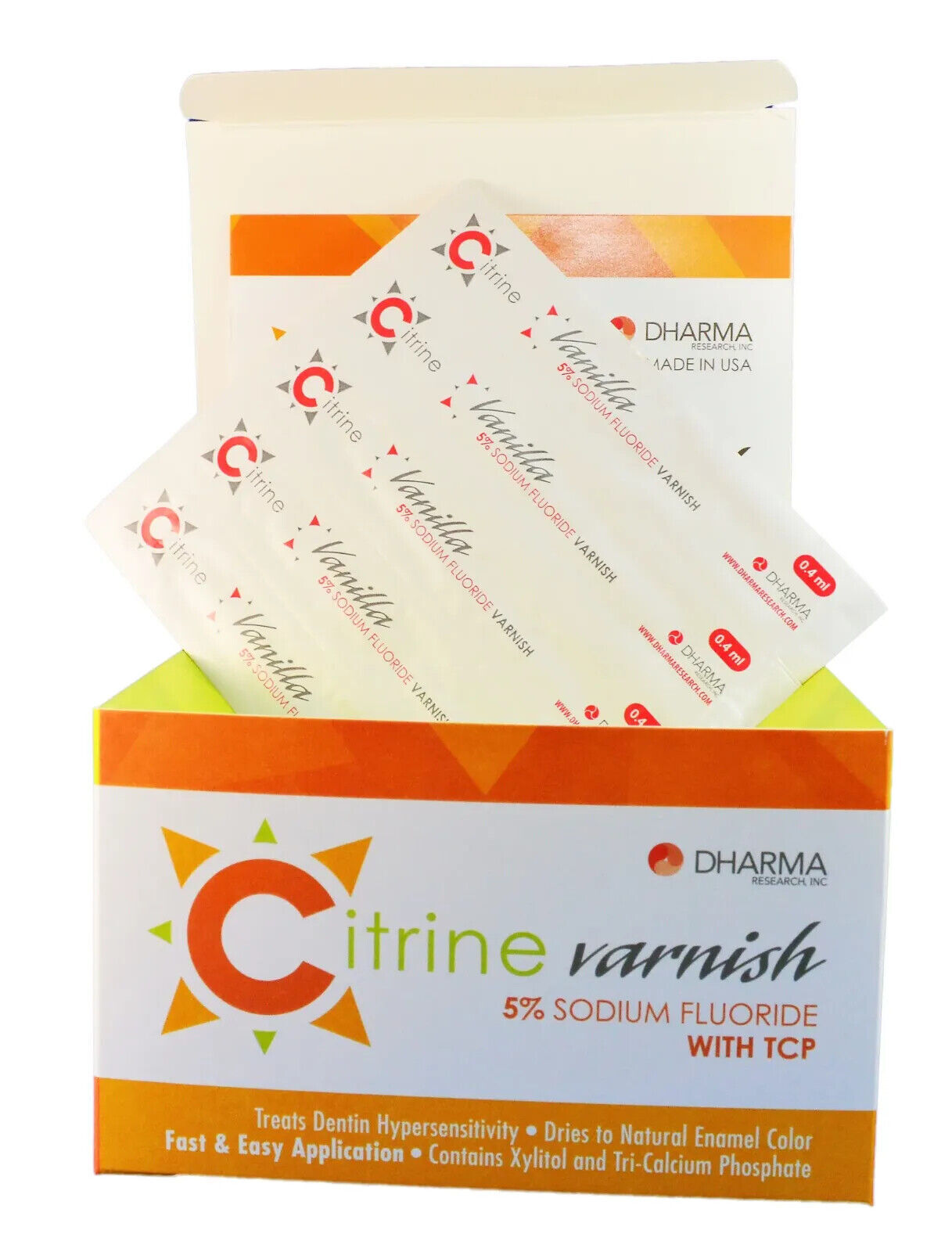 Dharma Dental 5% Citrine VARNISH 50 X 0.4mL Unidose All Flavors available USA