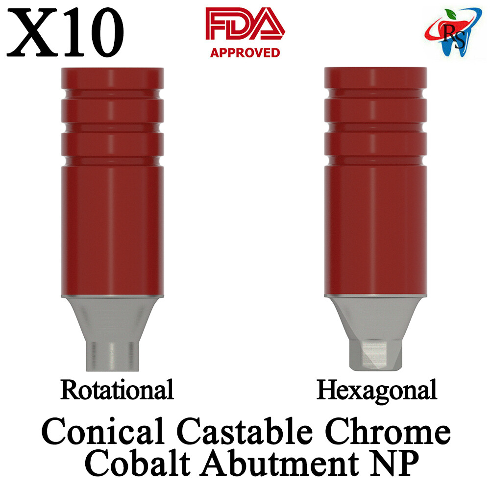 10pcs DSl Straight UCLA Conical Castable Chrome Cobalt Abutments NP Implant