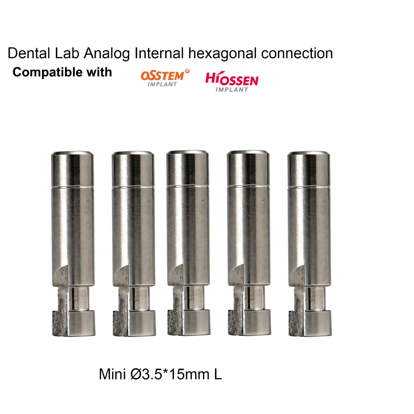 5Pcs Dental Lab Analog Ti-Alloy interna Hex For Hiossen Oss Mini Implant Replica