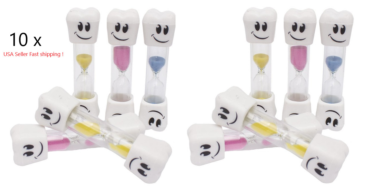 10 SMILIEY FACE TOOTH SANDGLASS HOUR GLASS DENTIST DENTAL BRUSHING 3 MIN Brush