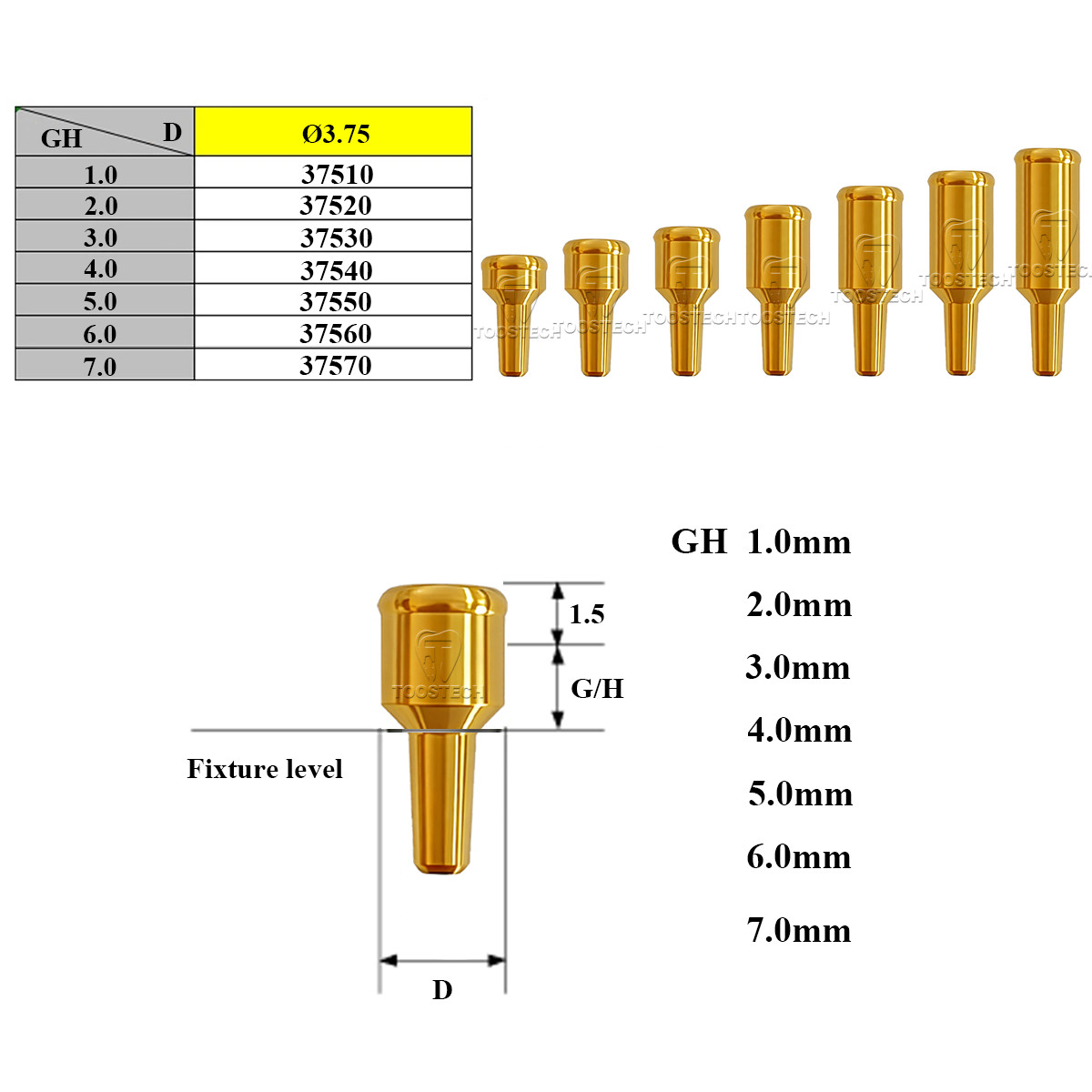 Dental Locator Abutment Locator Core Tool fits to Bicon-2.0 GH1~GH7mm