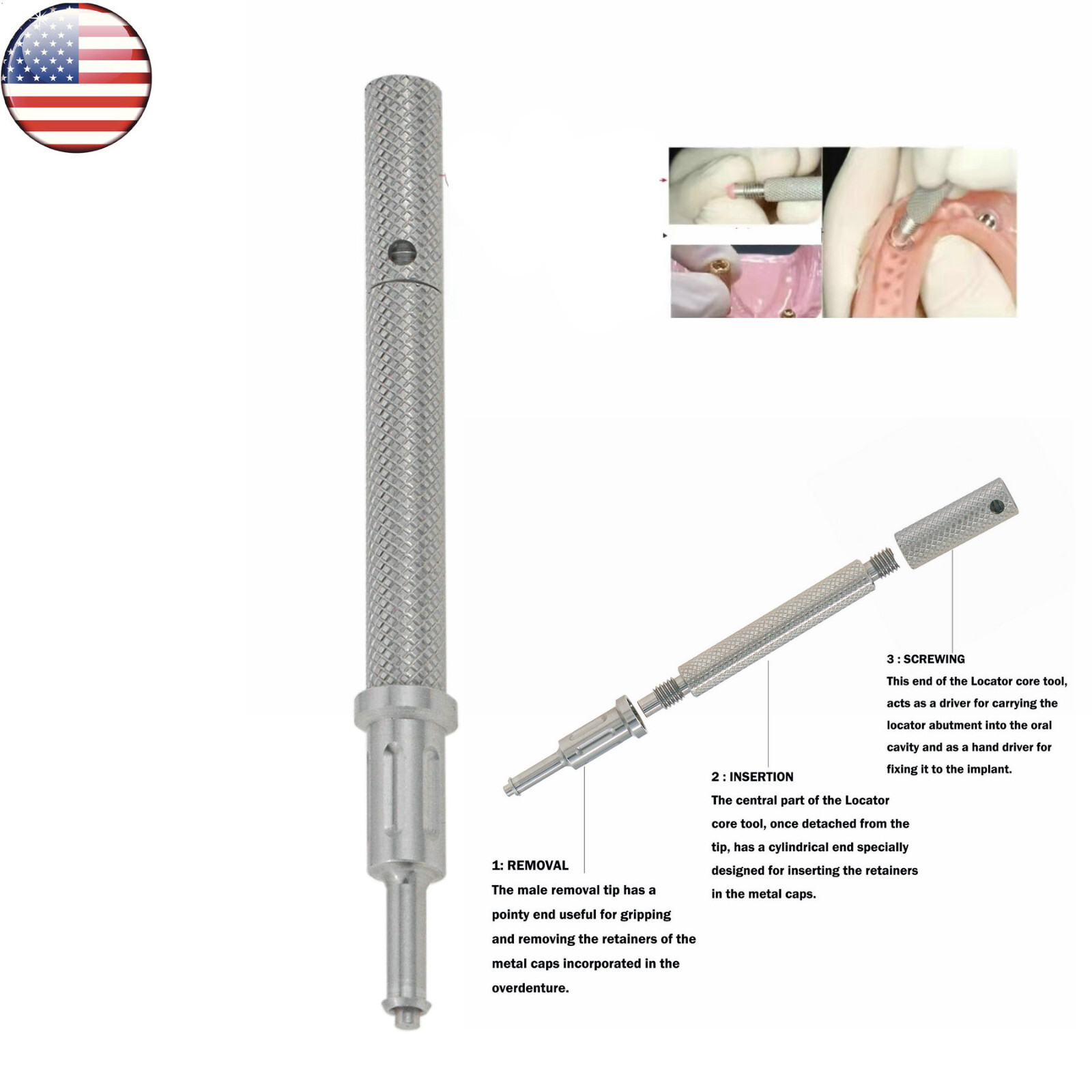 US Dental 3 in 1 Locator Core Tool Legacy Locater Multi-Function Tool Universal