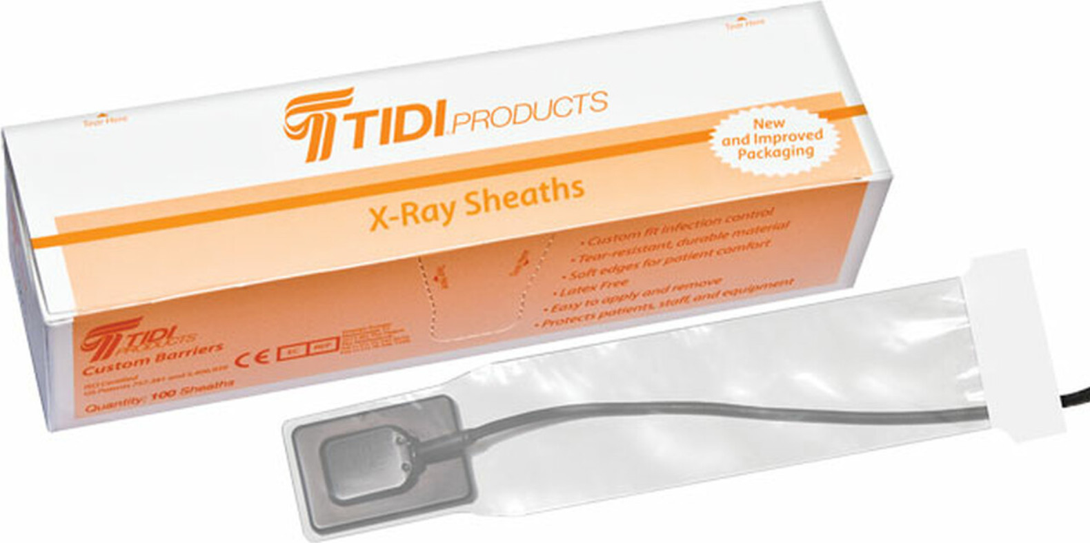 Tidi 20824 Dental X-Ray Sensor Sheaths Schick Size #1 1.875″ X 7.5″ 100/Pk