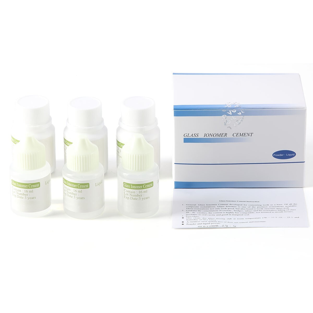 Dental Cement Glass Lonomer Radiopaque Luting & Lining Cement Liquid Powder US