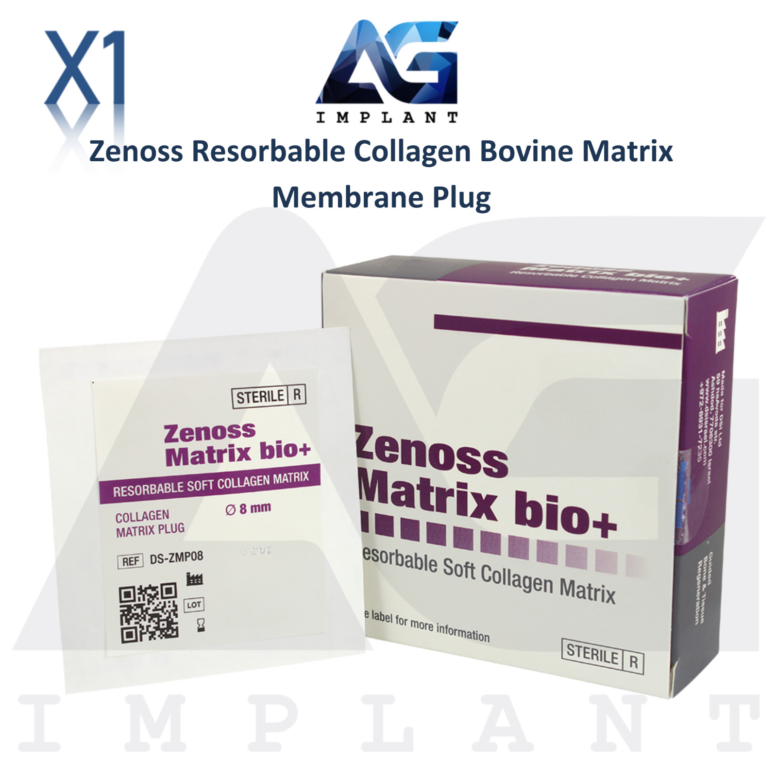 Dental Zenoss Membrane Round Plug Shape Resorbable Natural Collagen Material