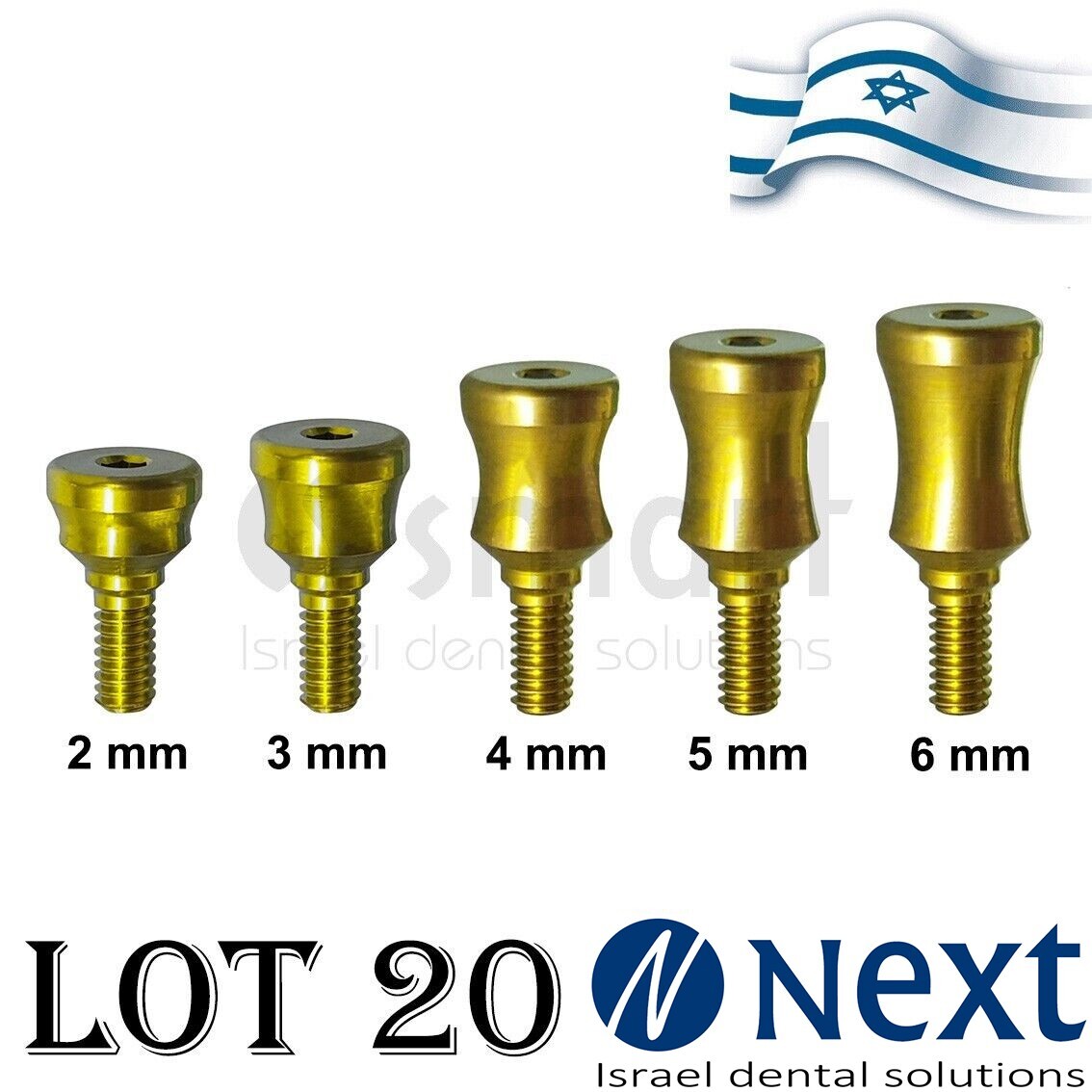 Lot x 20 Healing cap Concave abutment titanium 2-6 mm Ø 4.6 MM