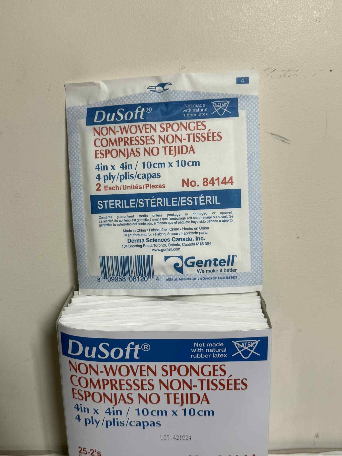 6x Gentell DuSoft 4×4 Sterile Non-Woven Sponges 4-Ply 25×2 (300 Total)