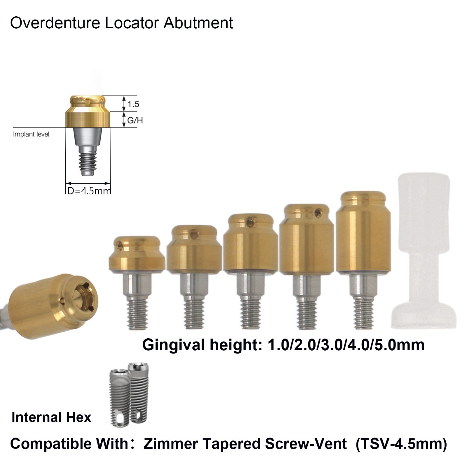 US Dental Locator abutment Overdentrue Male Caps Inserts Fits ALL Implant System