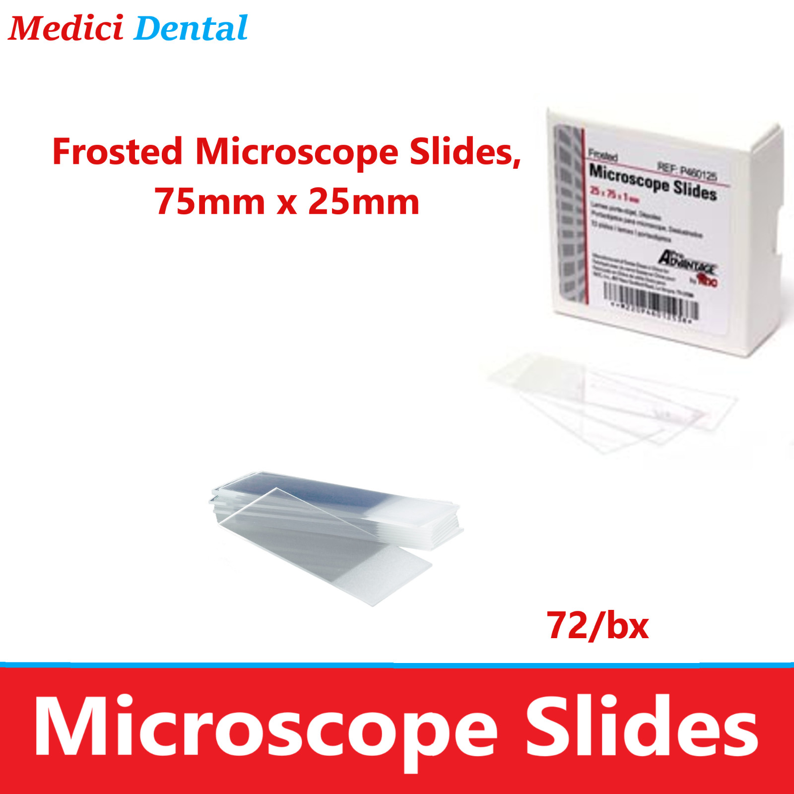 Frosted Microscope Slides, 75mm x 25mm, PRO ADVANTAGE® MICROSCOPE SLIDES, 72/bx