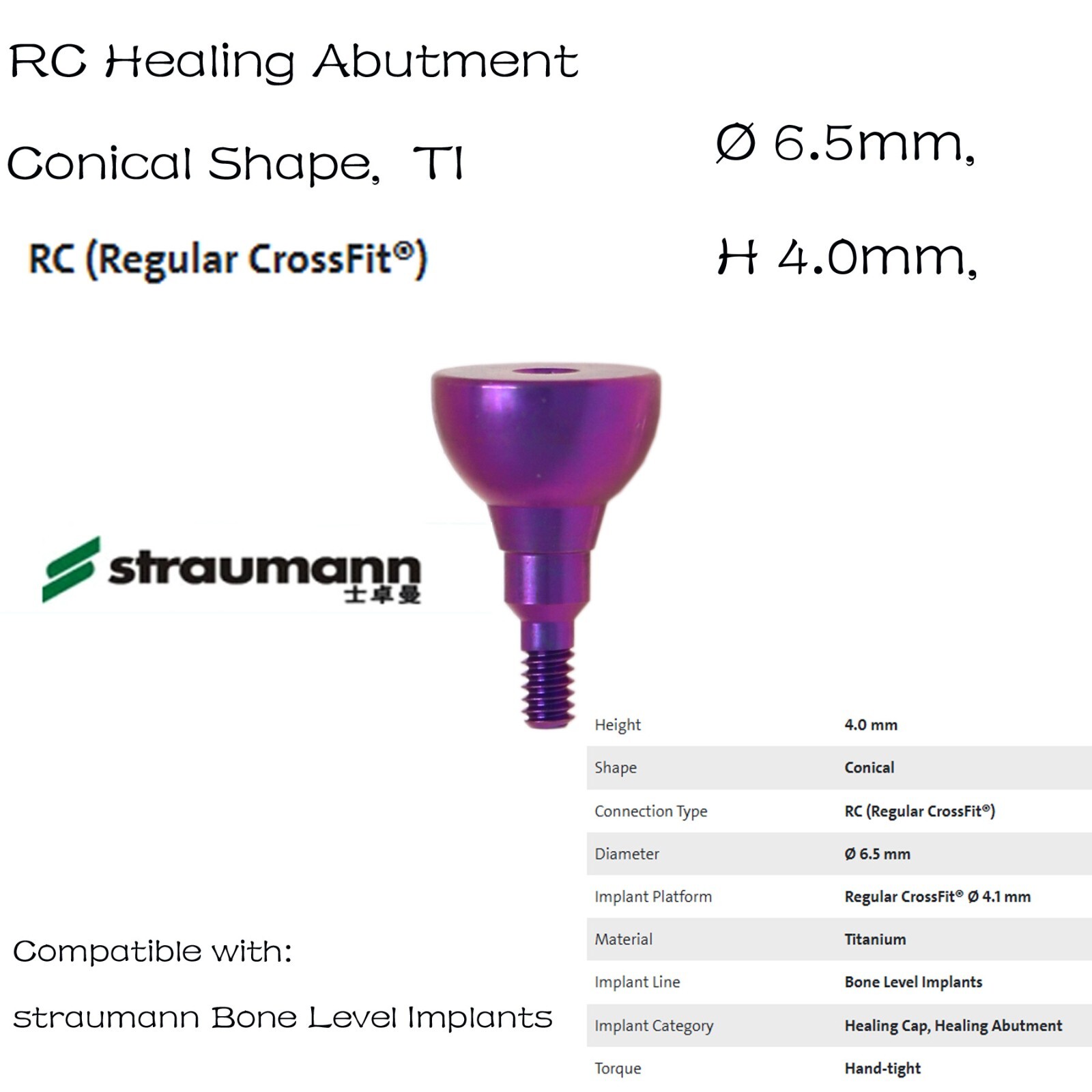 US Straumann RC Healing Abutment Healing Closure Fits ITI Bone Level Regular BLT