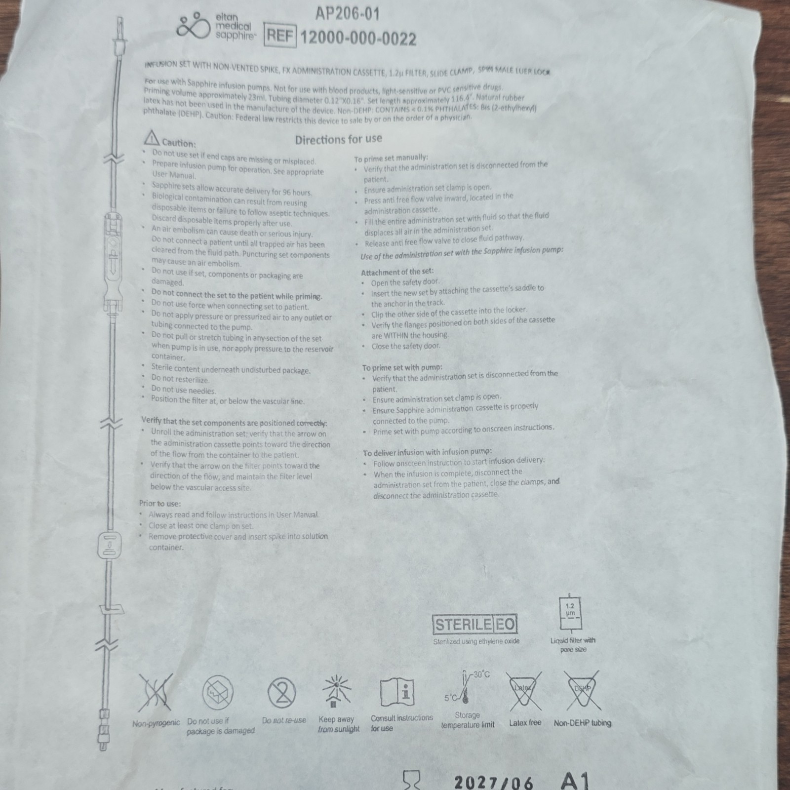 Eitan Medical Sapphire AP206-01 Infusion Set 12000-000-0022 Medical Laboratory