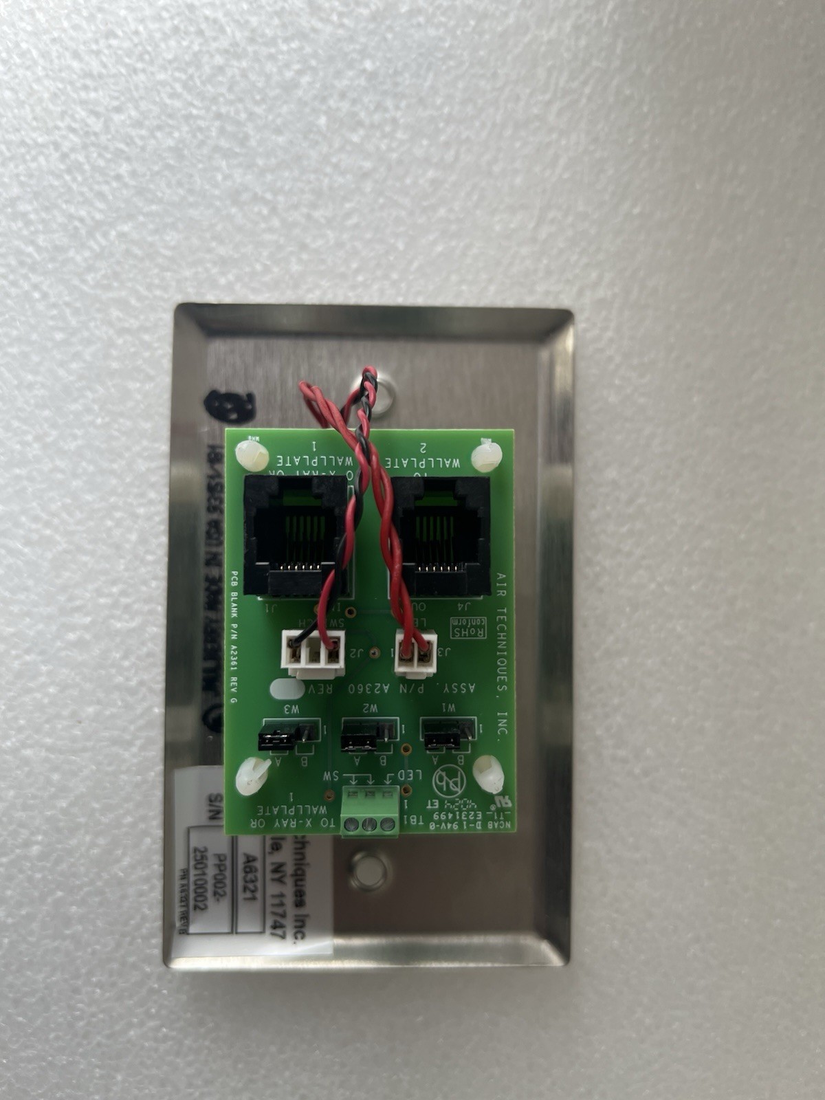 Air Techniques Remote Wall Control Button Panel PN A6321