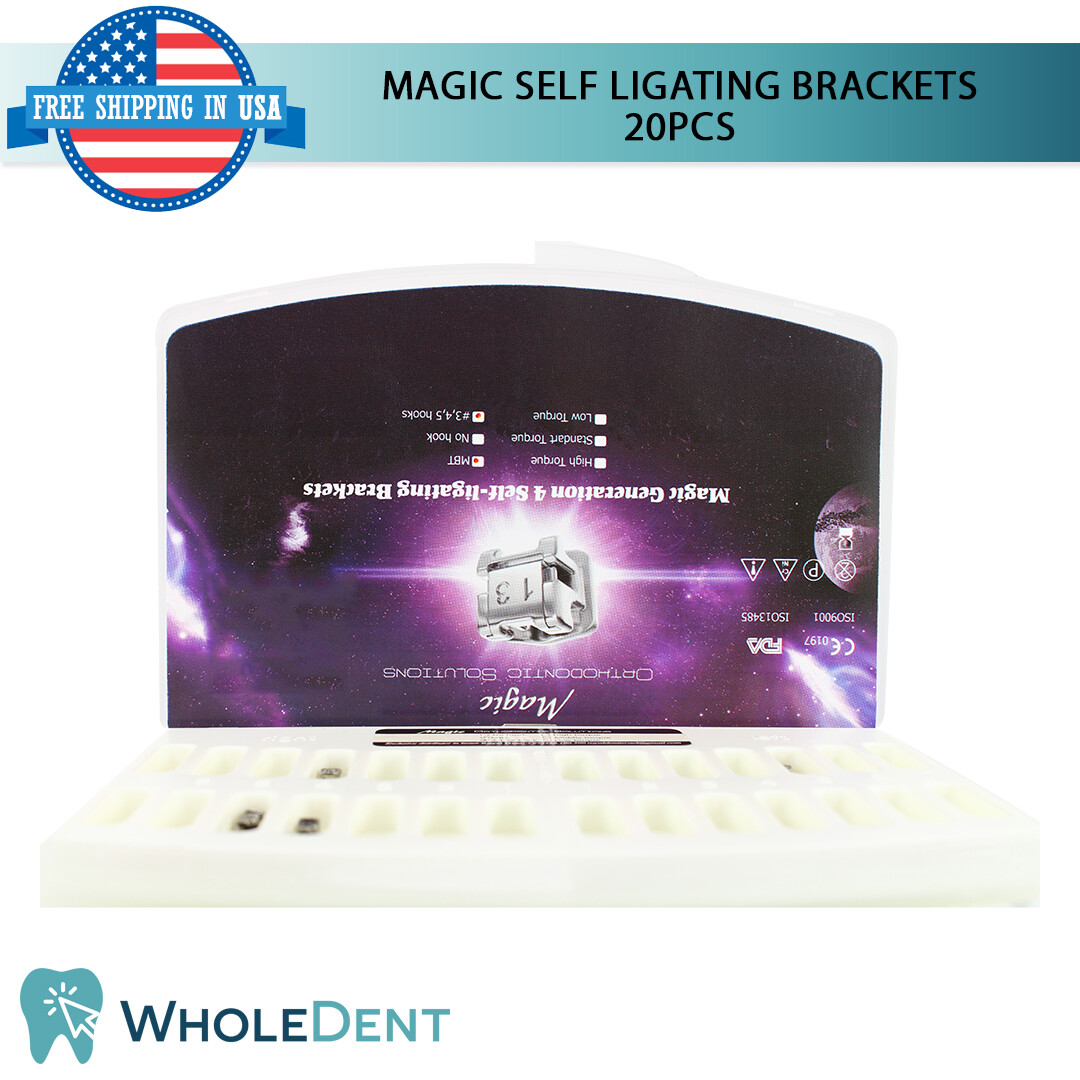 Orthodontic Dental Self Ligating Metal Brackets Braces Kit MBT Magic 20pcs