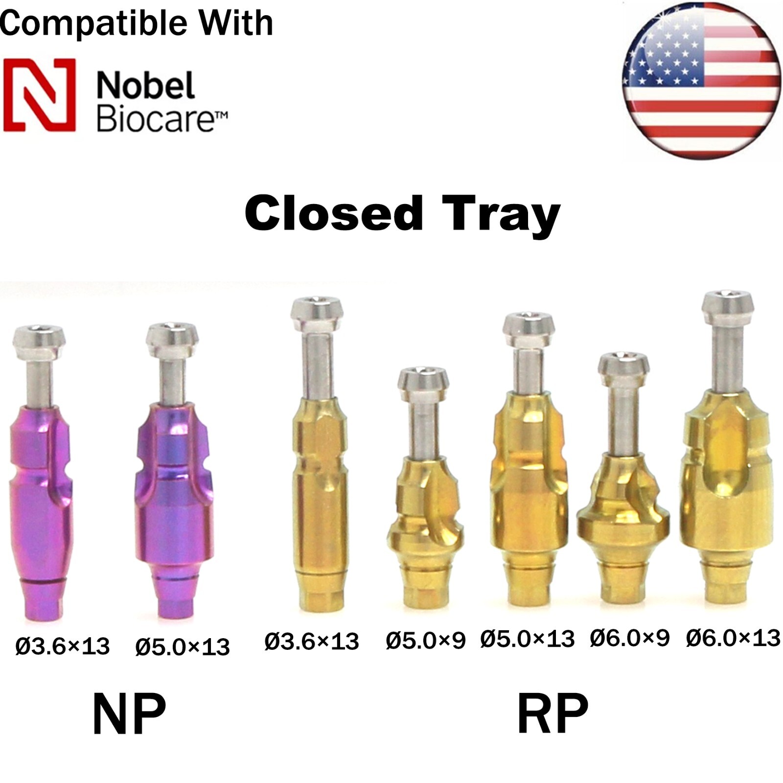 US Dental fits Nobel Active NP/RP Impression Transfer Coping Close Open Tray