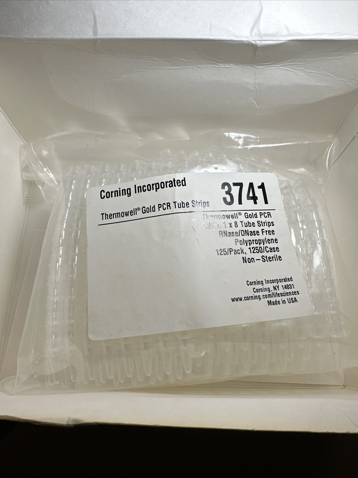 CORNING THERMOWELL GOLD PCR 3741 POLYPROPYLENE TUBES 0.2 ML 1X8 TUBE STRIPS