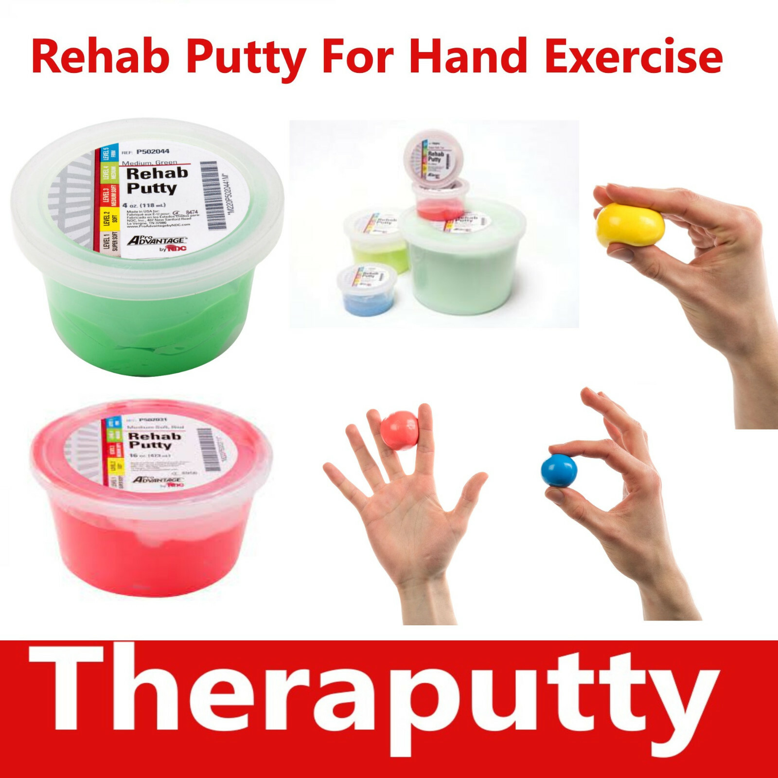 Therapy Putty Rehab Putty Hand Exercise Putty Standard Choose Resistance & Size