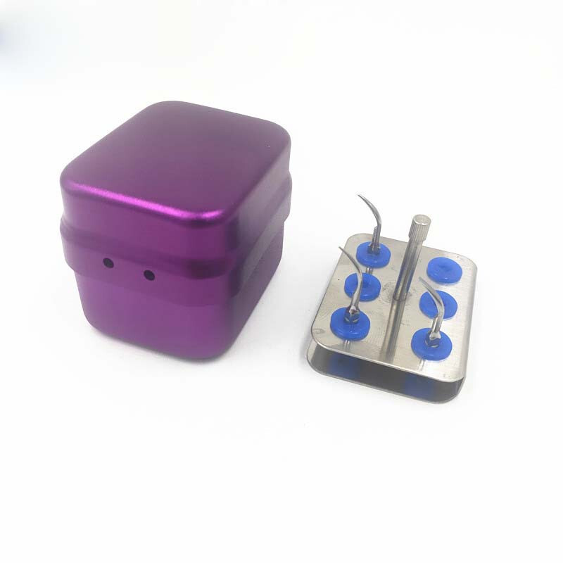 1 Set Blue Dental Scaler Tips Burs Disinfection Holder Block Sterilizer Box