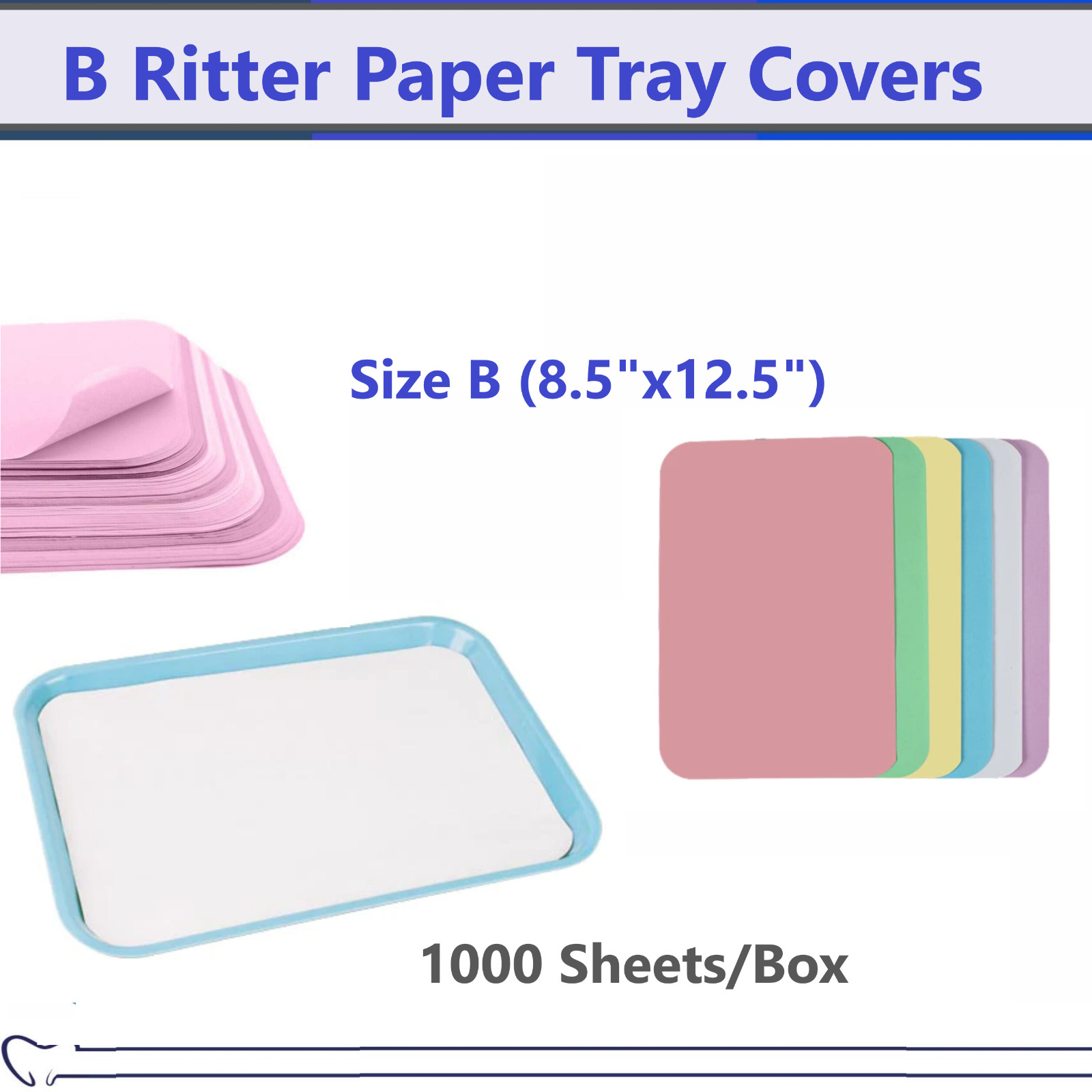 1case, 1000 Pcs, Dental Paper Tray Cover, Size B (12.25″ x 8.5″) – All colors