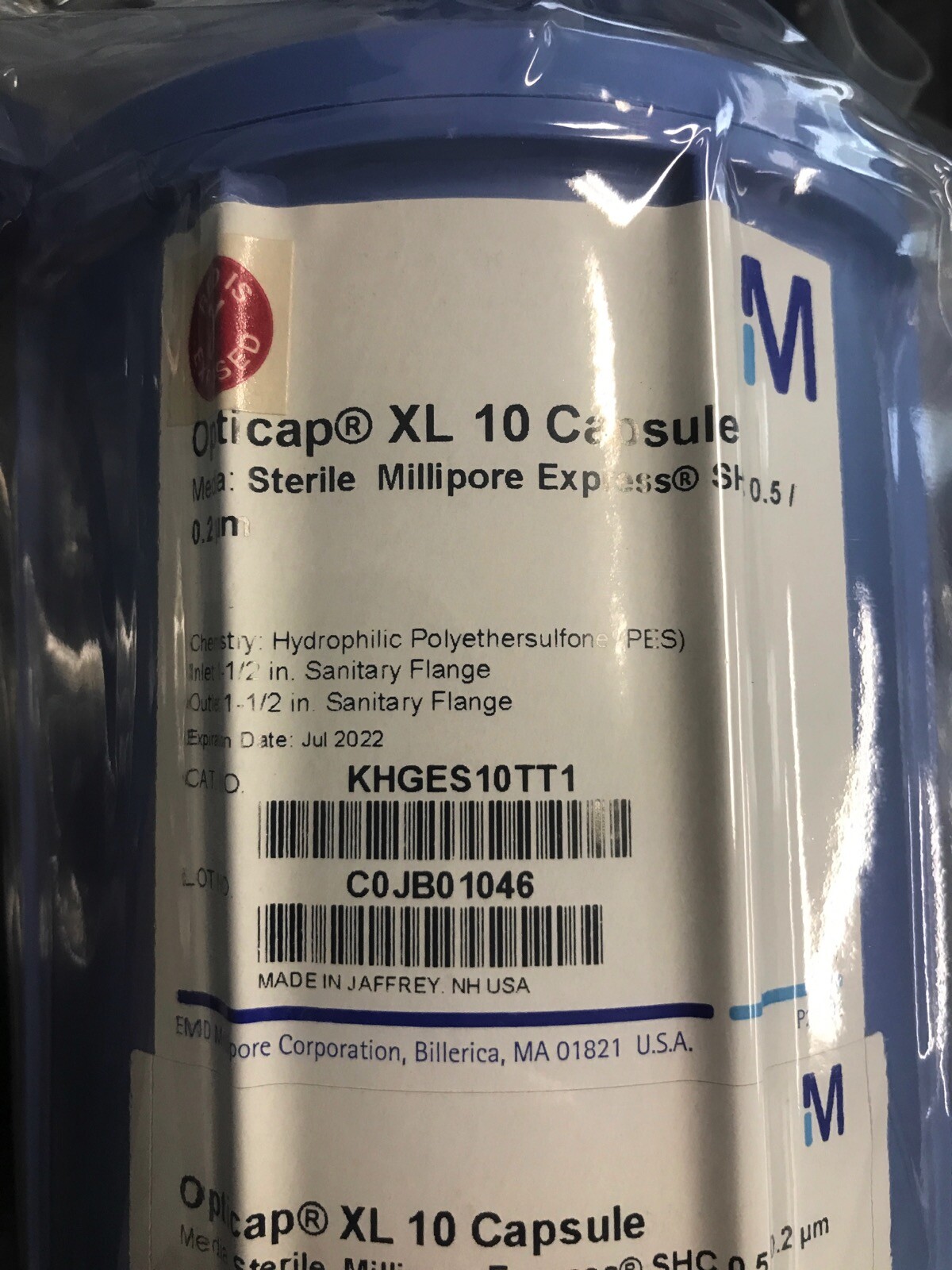 MILLIPORE Opticapl XL 10 Millipore Express SHC Capsule 0.5/0.2um 1-1/2” TC/TC