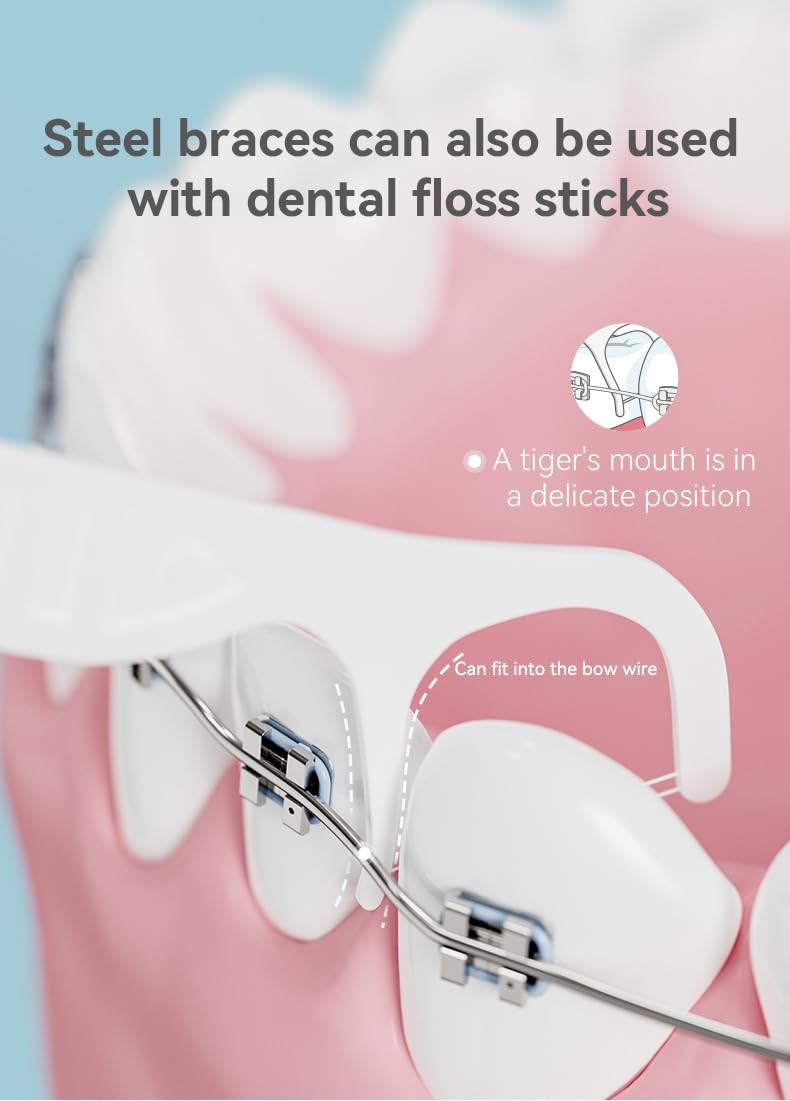 YANDY Orthodontic Flossing Sticks Designed for 50 Count (Pack of 1), White