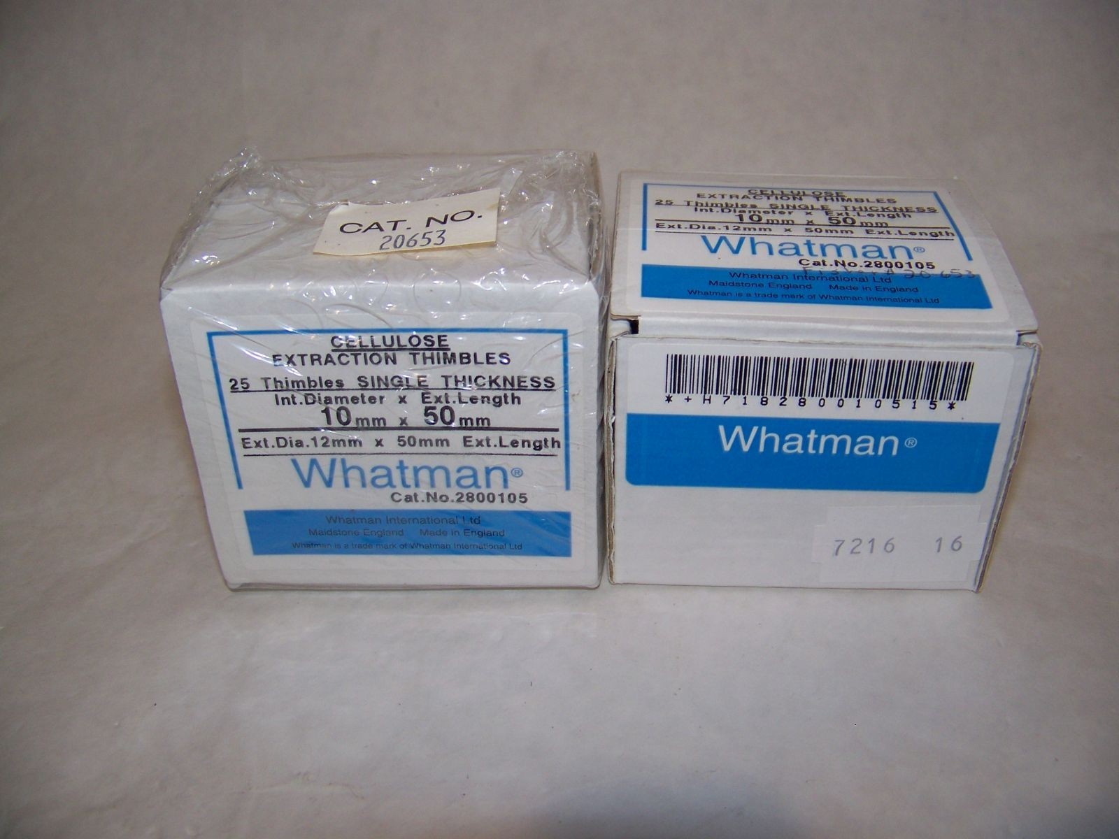 WHATMAN Cellulose Extraction Thimbles Single Thickness OD 12mm x 50mm Free Ship!