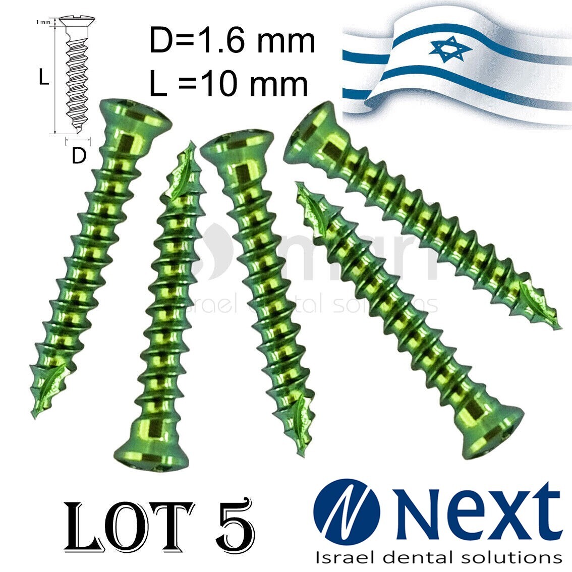 Lot x5 Screw titanium pin membrane Fixation Bone GBR Ø1.6 L10 tac
