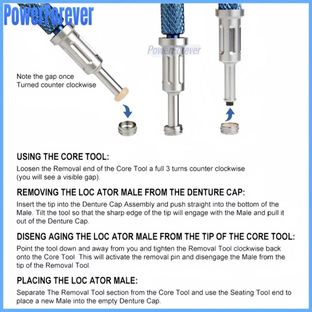 Dental 3-in-1 Locator Core Tool Universal Implant Insertion Extraction Tool Cap