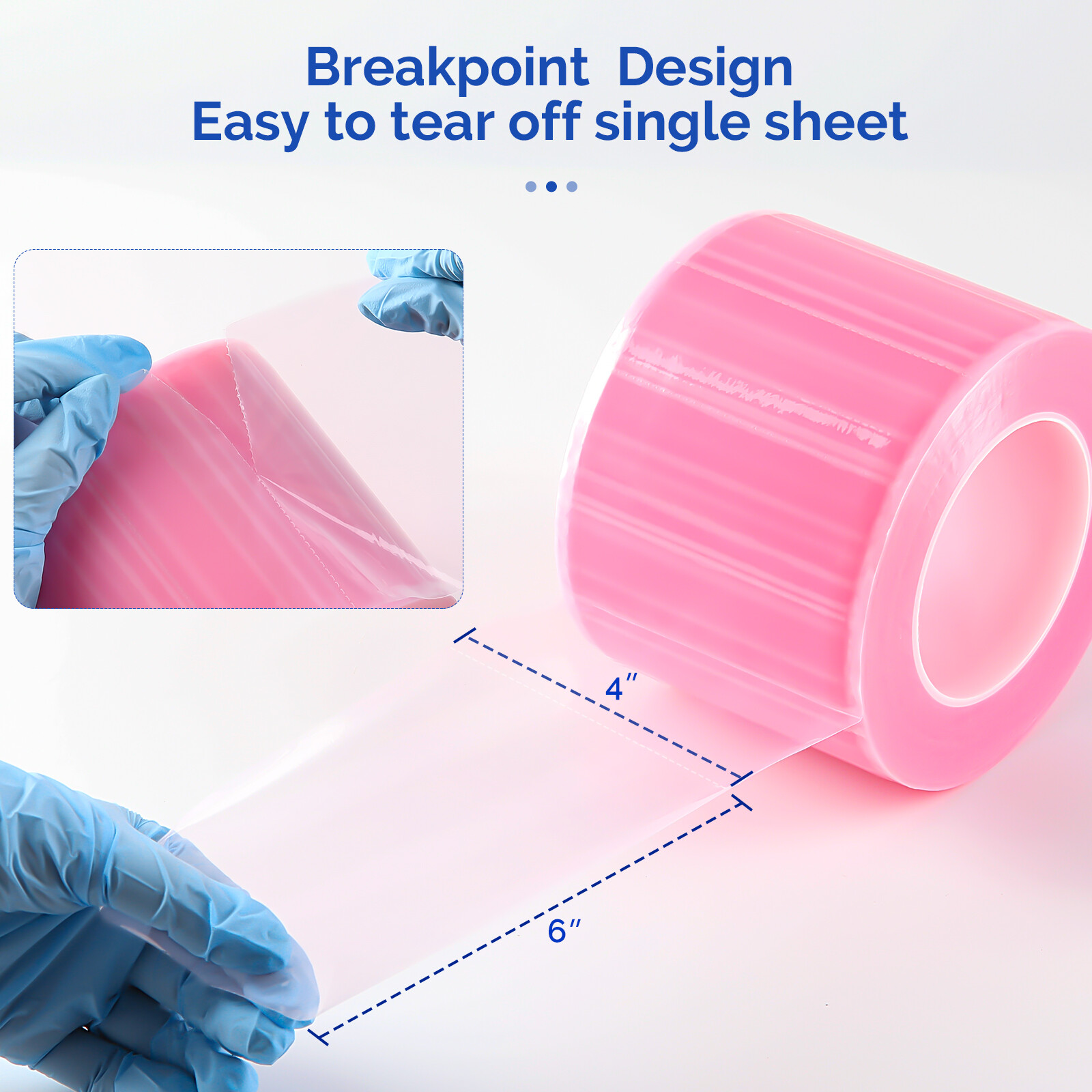 8 Rolls Pink Barrier Film 4″ x 6″ Adhesive Surface 1200 Sheets for Dental Tattoo