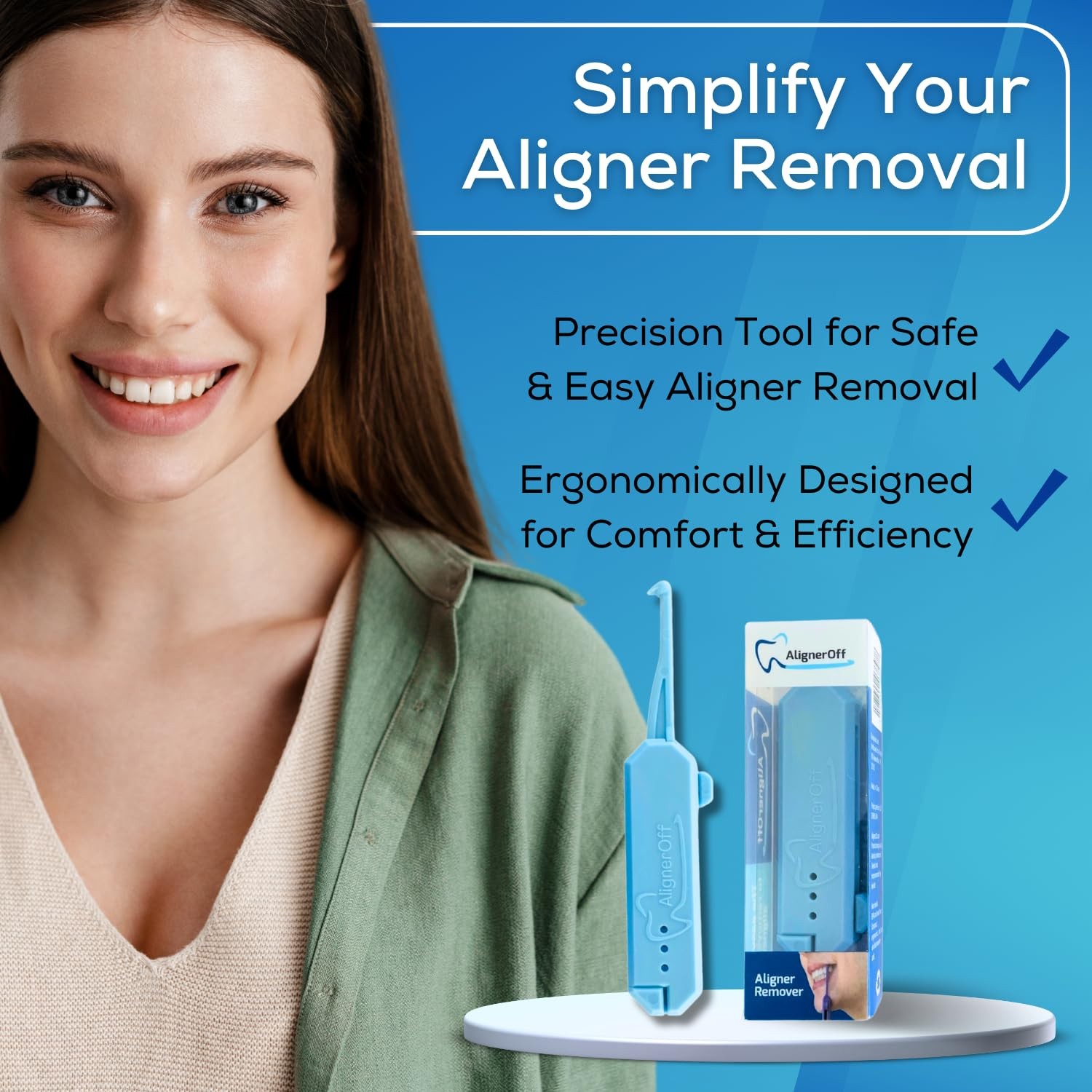 AlignerOff Retractable Aligner Removal Tool – Hygienic Clear Small, Blue
