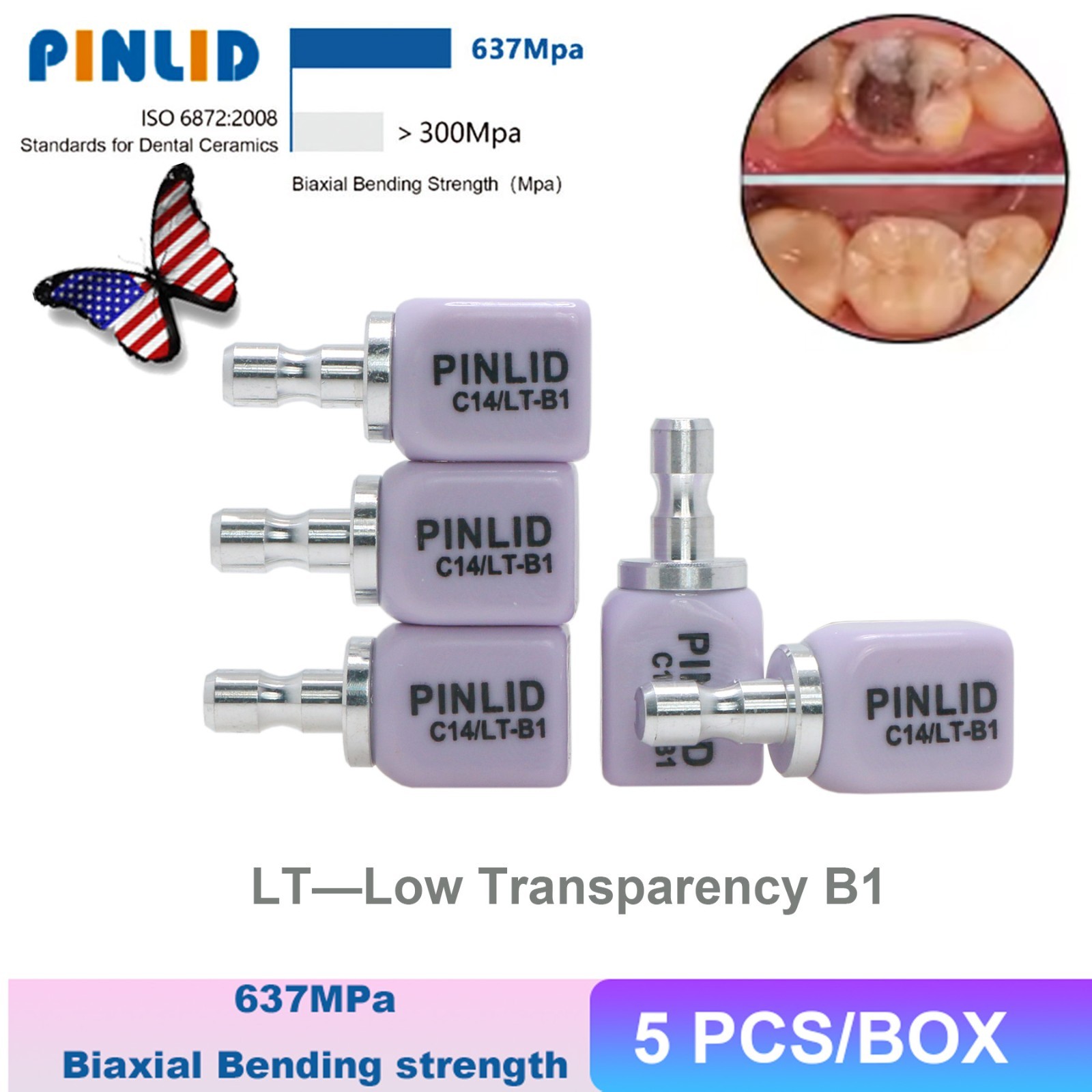 US Dental IPS e.max CAD/CAM C14 LT Lithium Disilicate Blocks CEREC 5 Pcs / Box