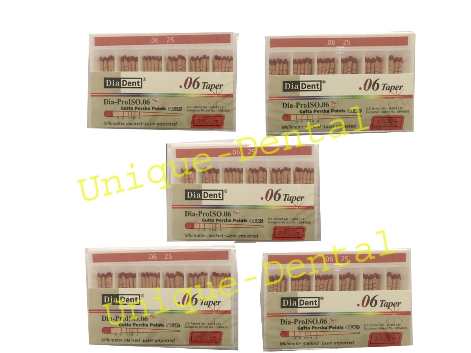 Pack of 5 Diadent Gutta Percha GP Points 6% Size 25 Box of 60 Dental Fast Ship