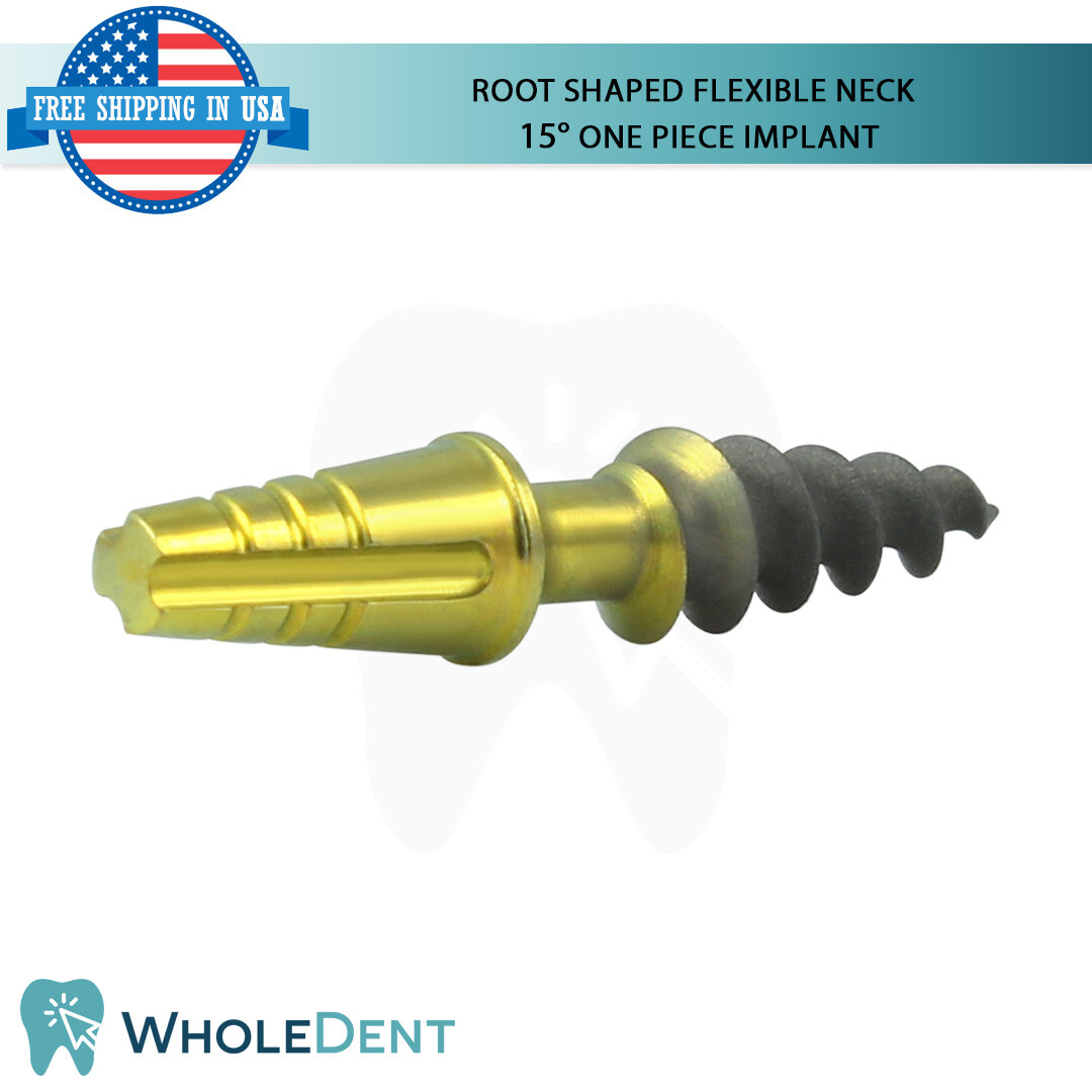 X1 Dental Root Shaped Flexible Neck One Piece 15° Titanium Sterile RBM