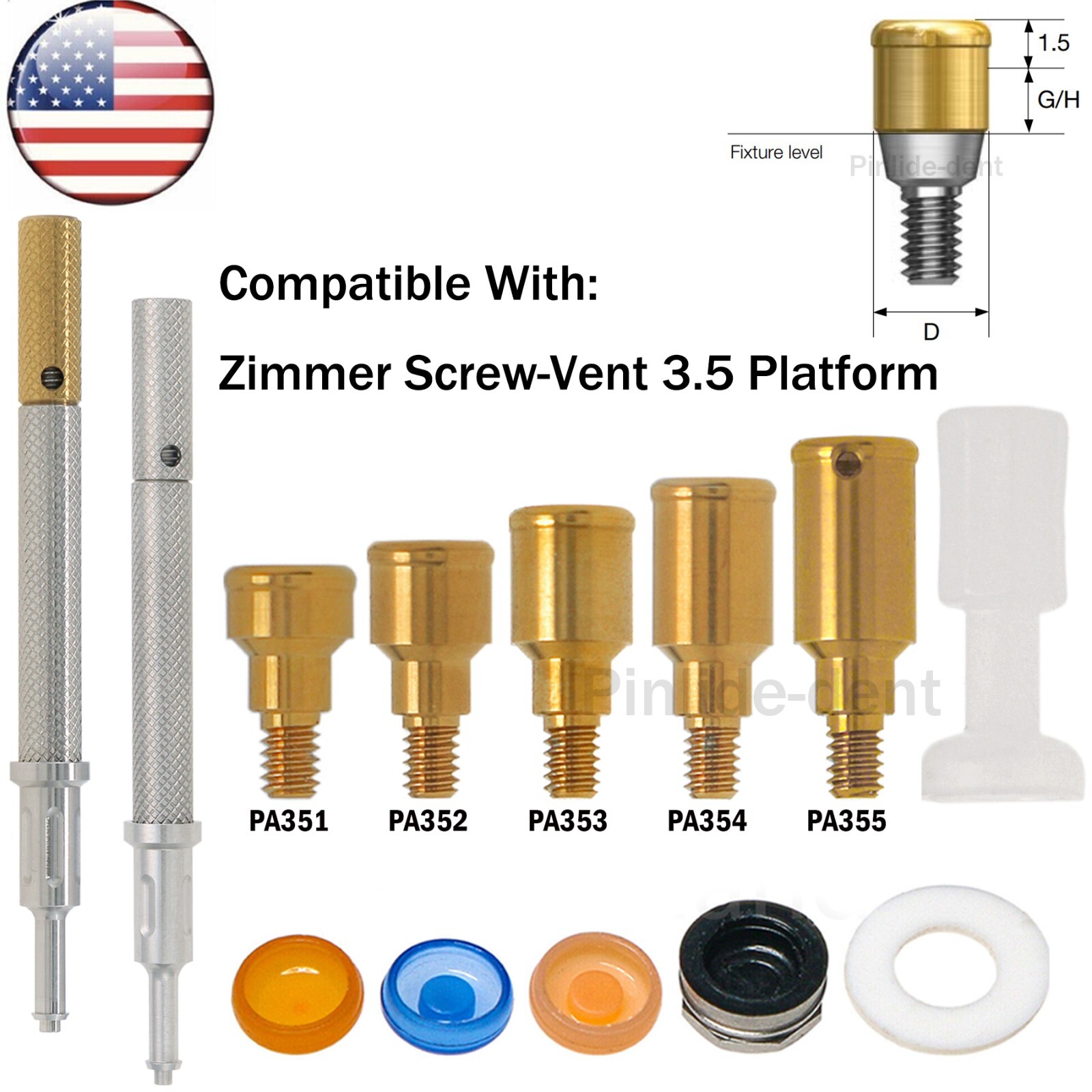 US Dental Locat0r Attachment Abutment Male Caps Kits Fit Nobel/Hiossen/Zimmer