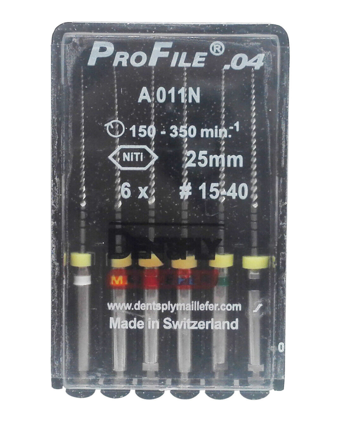 Dentsply Maillefer Dental Profile ISO 21mm .04 Taper rotary files 6/pk all sizes