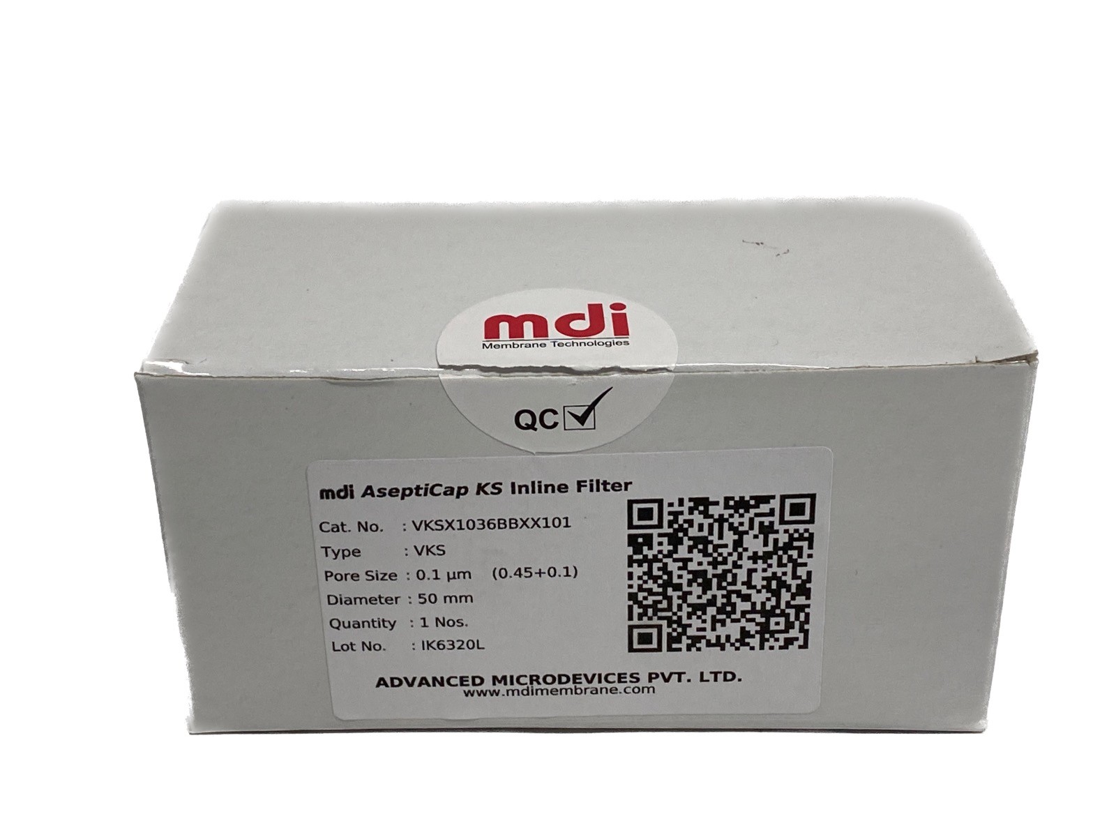 Advanced Microdevices MDI AseptiCap KS Inline Filter 50mm 0.1um VKSX1036BBXX101