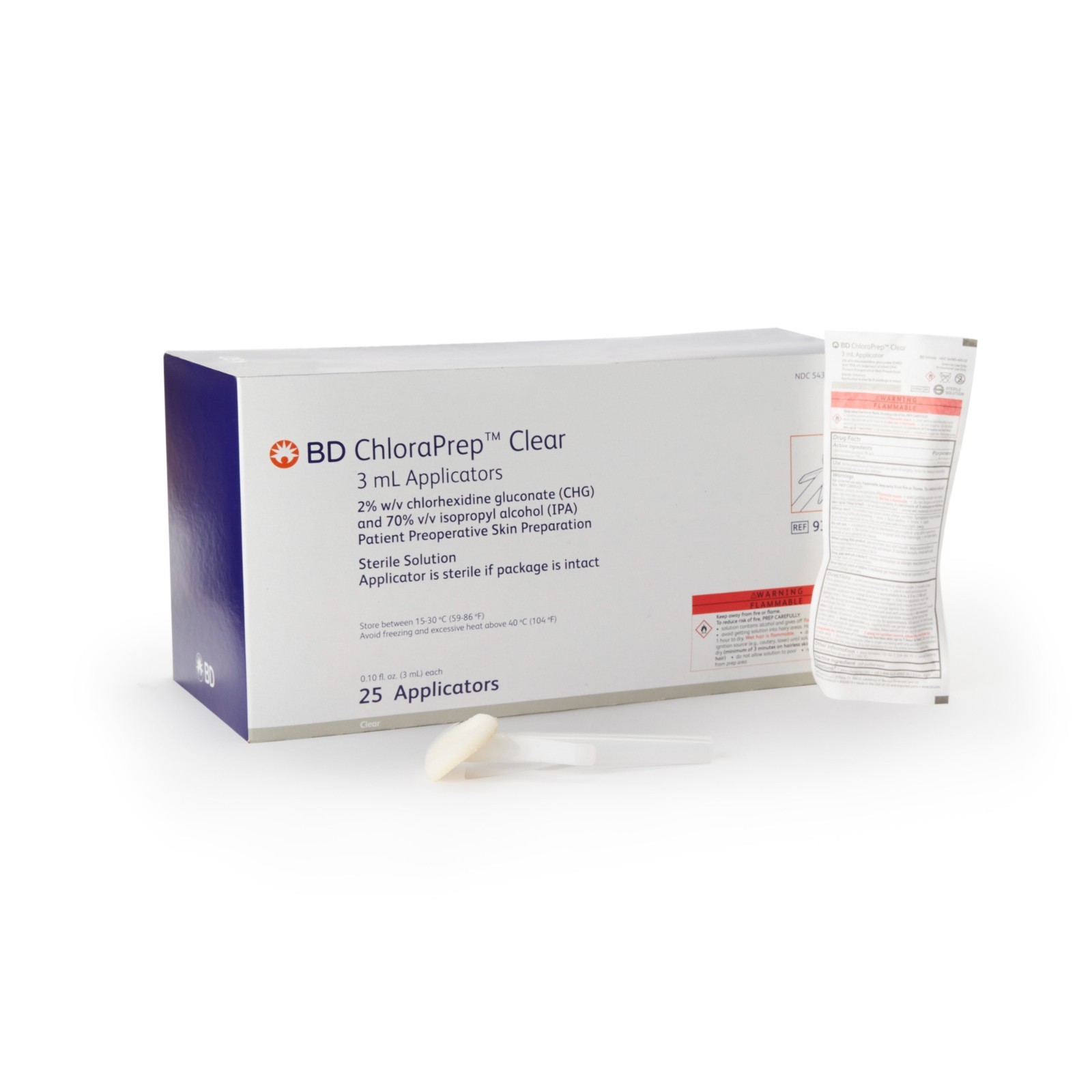 Skin Prep Solution ChloraPrep Clear 3 mL Foam Applicator BD 930400, 25/Box