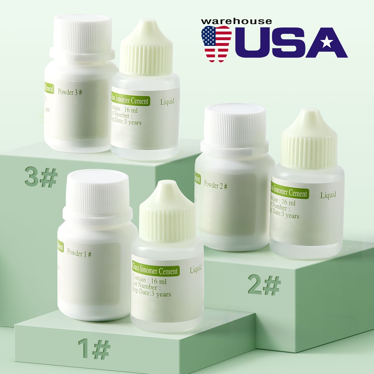 Dental Cement Glass Lonomer Radiopaque Luting & Lining Cement Liquid Powder US
