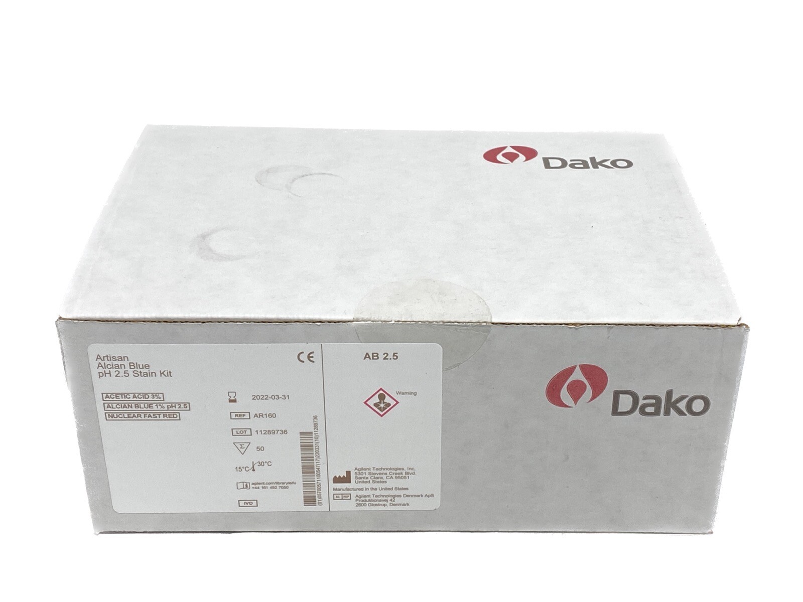 (50) AGILENT Dako Artisan Alcian Blue pH 2.5 Histological Stain Kit AR16092-2