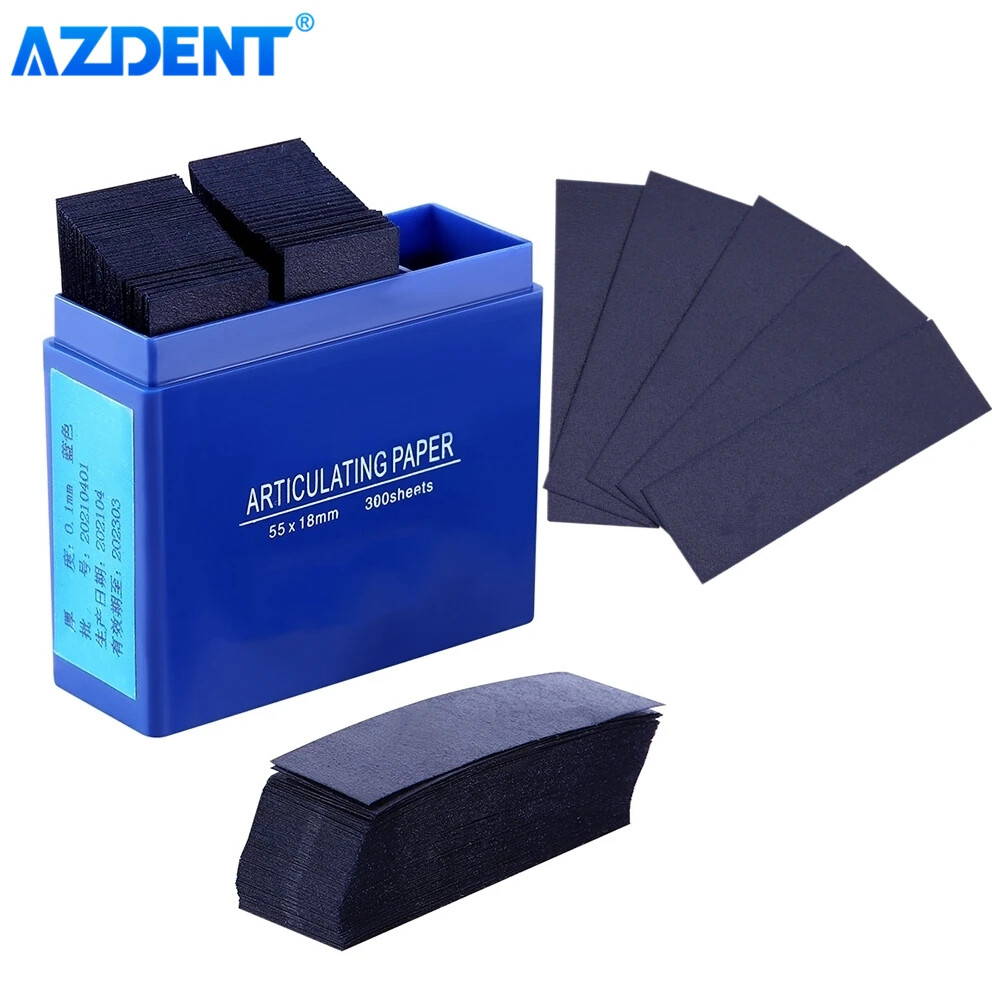 300 Sheets/Box AZDENT Dental Articulating Paper Size 55*18mm Blue Strips Oral