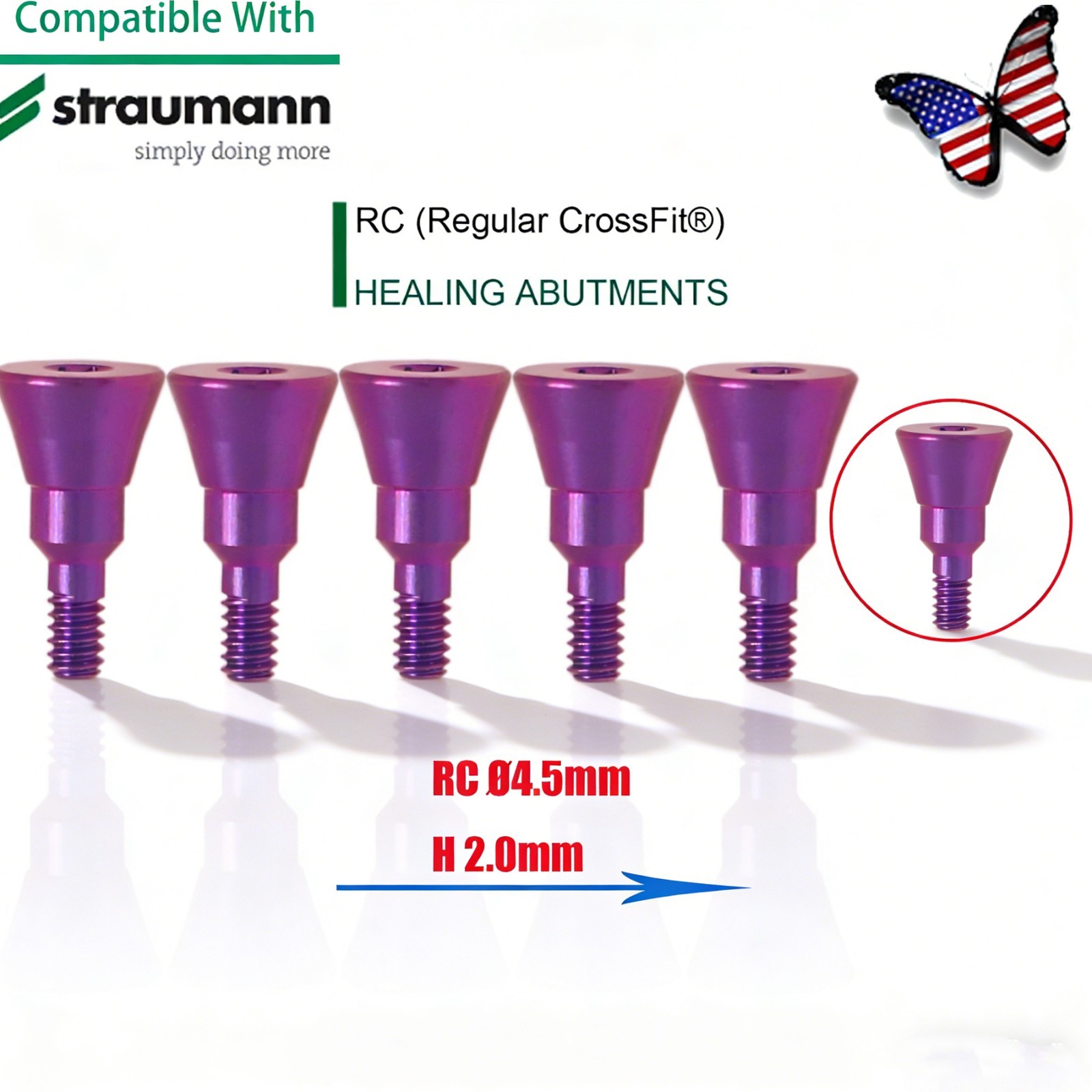 US Dental Healing Cap Abutment RC NC Cover Screw Titanium Fit Straumann ITI BLT