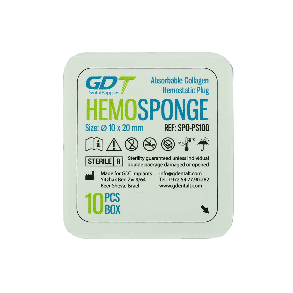 Dental Surg Hem0sponge Abs0rbabl Sponges Ø10x20mm 100% Pure Collagen 10pcs