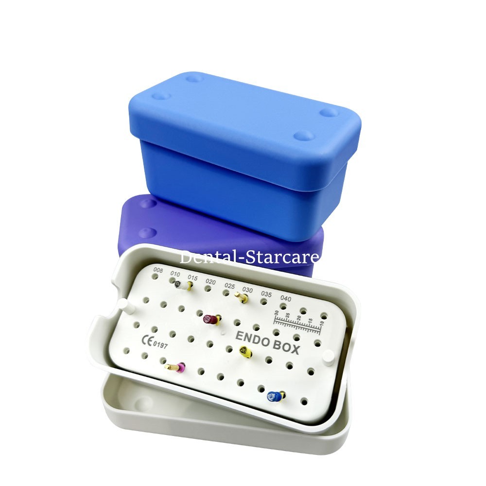 Dental Endo Box With Ruler 40 Holes Files Blocks Disinfection Stand 4 Colors USA