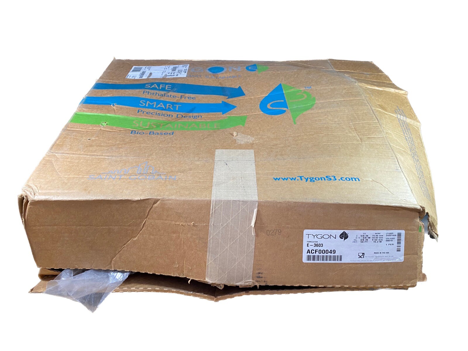 TYGON 5/8″ ID 1-3/8″ OD 3/8″ Wall ~40 Feet Flexible Tubing E-3603 (40’/Pk)